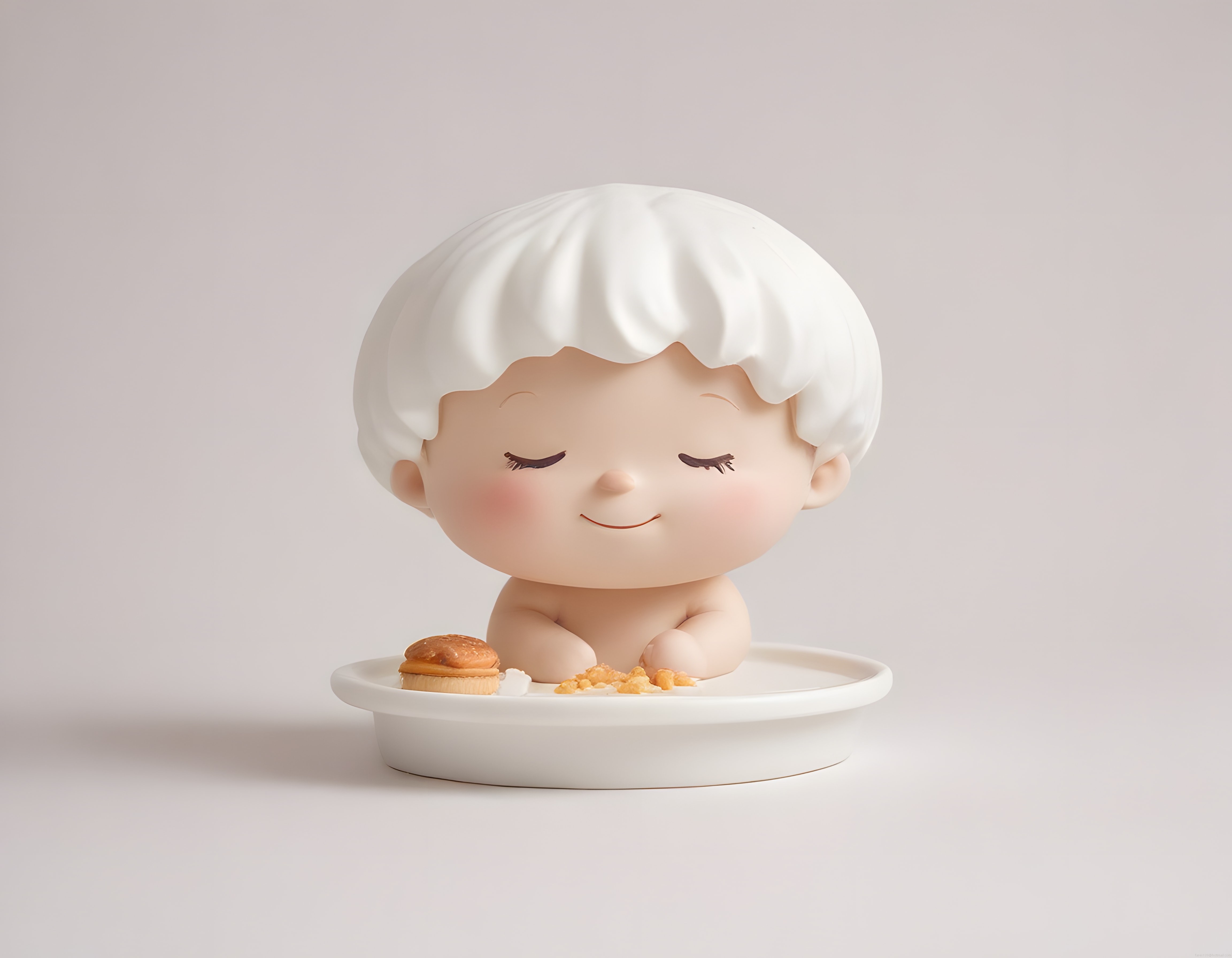 Buhar Mantolu Sevimli Bebek: Minimalist 3D Karakter Tasarımı ve Dijital Heykel