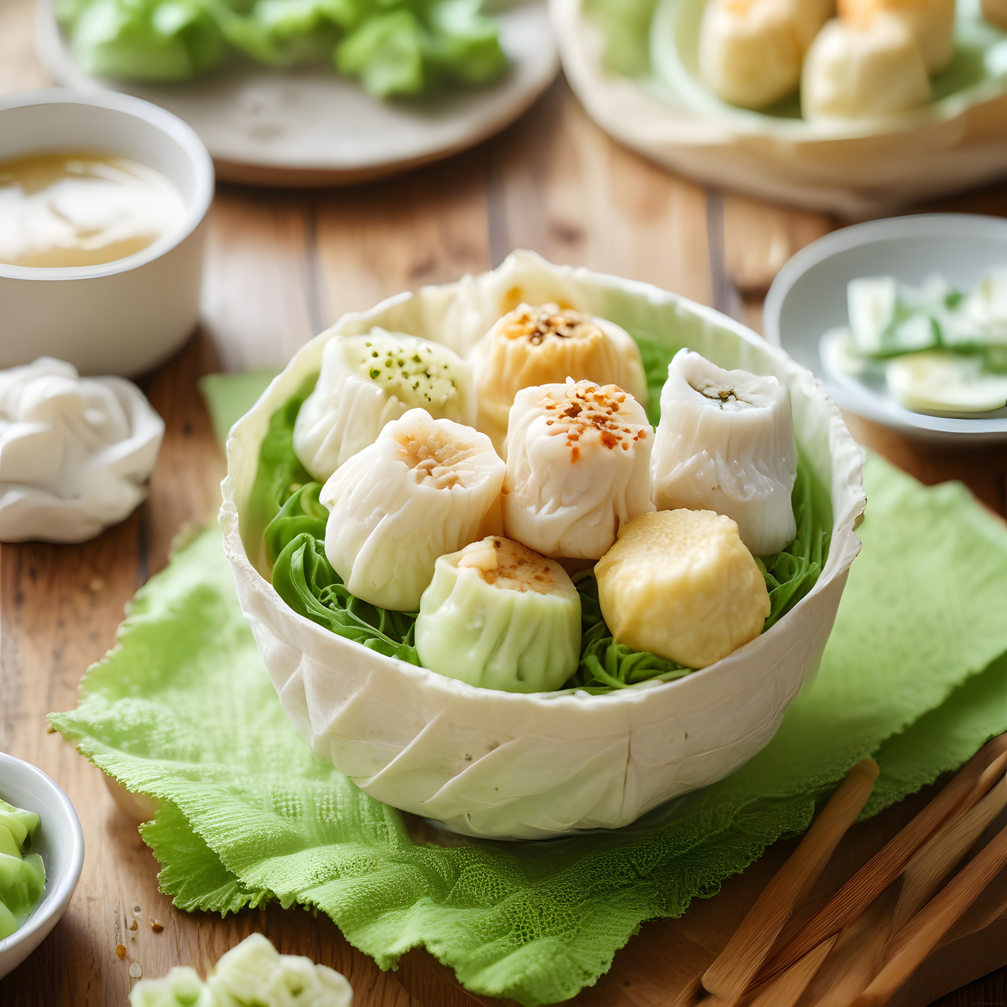 Buharda Pişmiş Renkli Dim Sum ve Çin Mantısı Sunumuyla Leziz Masa