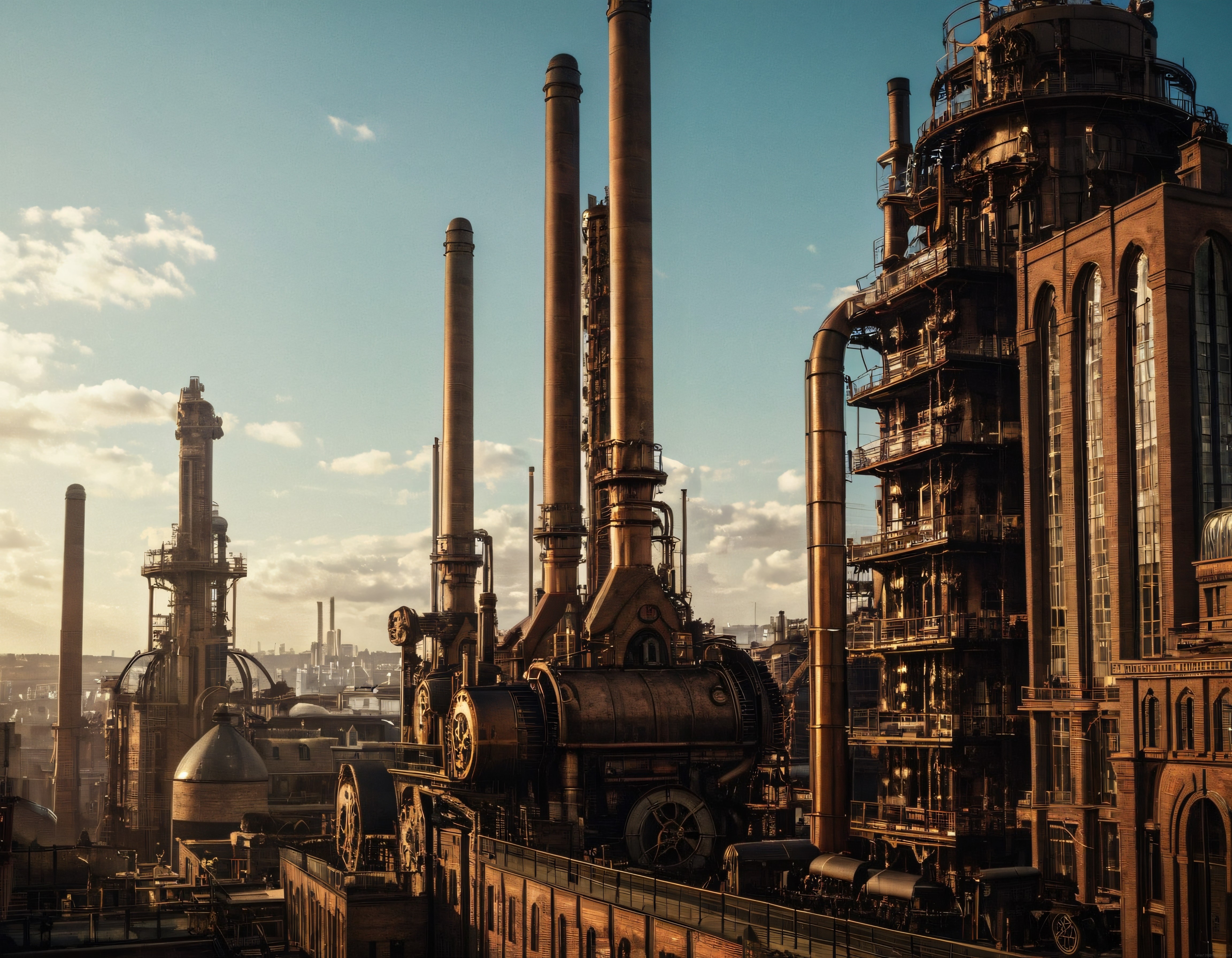 Buharlı Çağ Estetiği: Yüksek Bacalar ve Bronz Makinelerle Steampunk Şehir