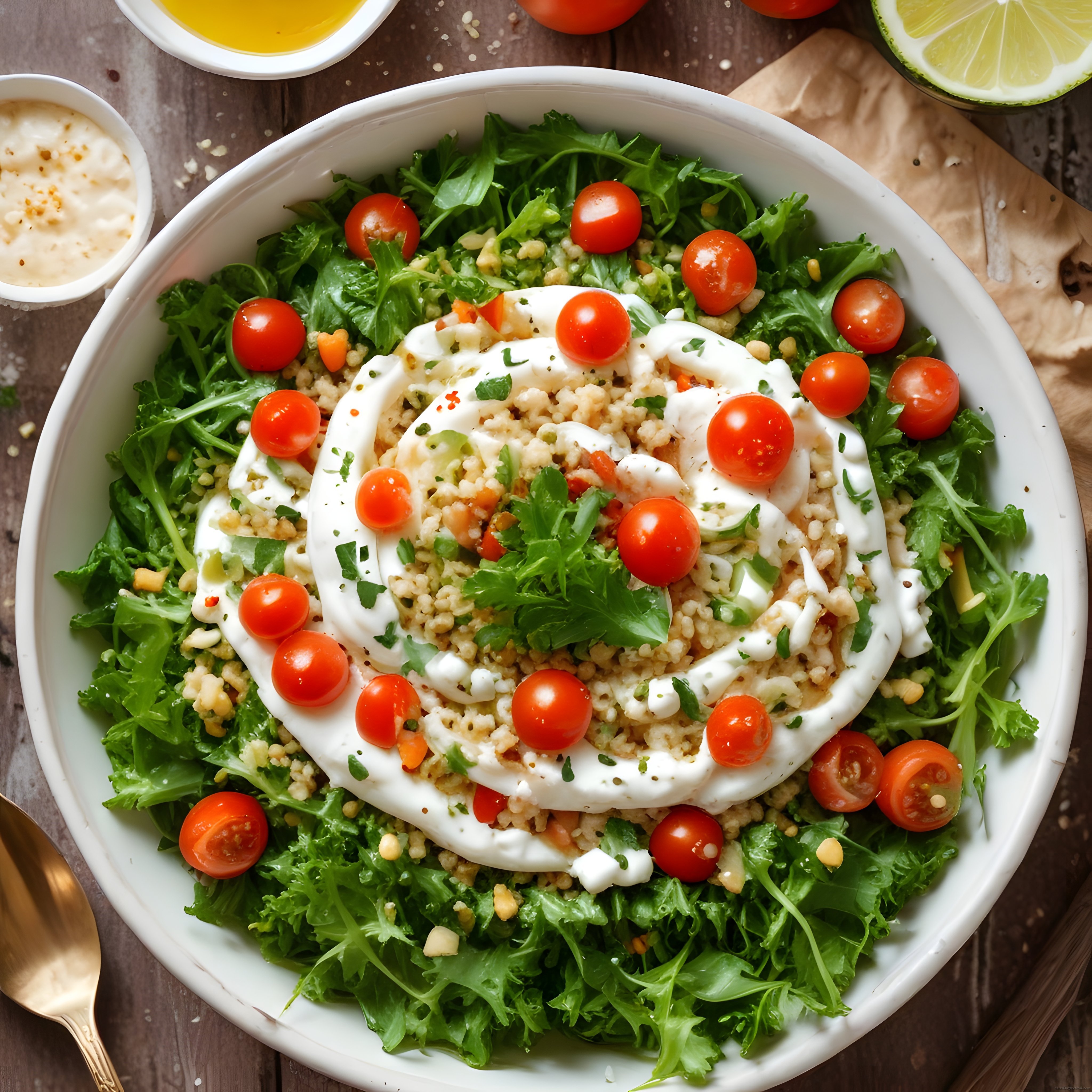 Bulgurlu Roka Salatası: Taze Domates ve Yoğurt Soslu Sağlıklı Tarif