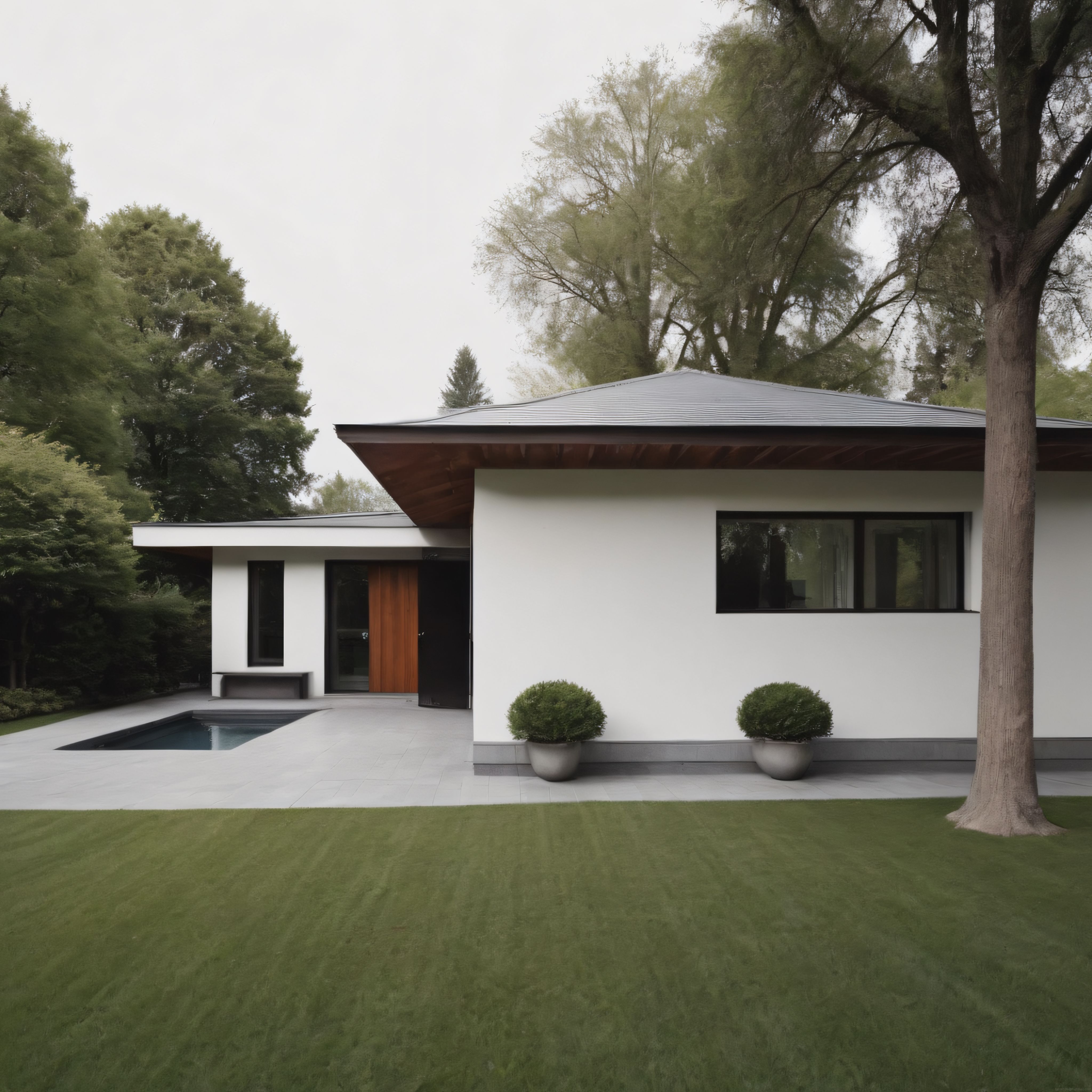 Bulutlu Havada Orman Kenarında Sessiz ve Minimalist Villa Tasarımı