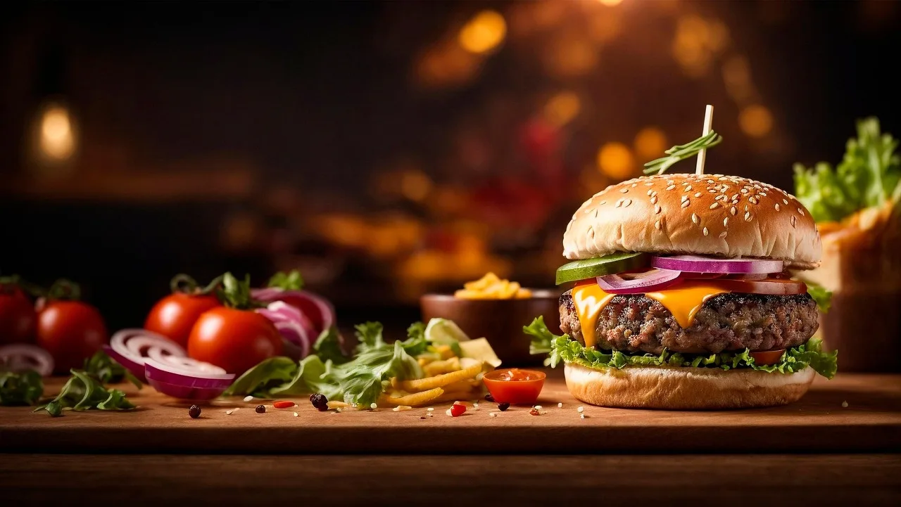Burger sandviç ızgara lezzeti - fast food