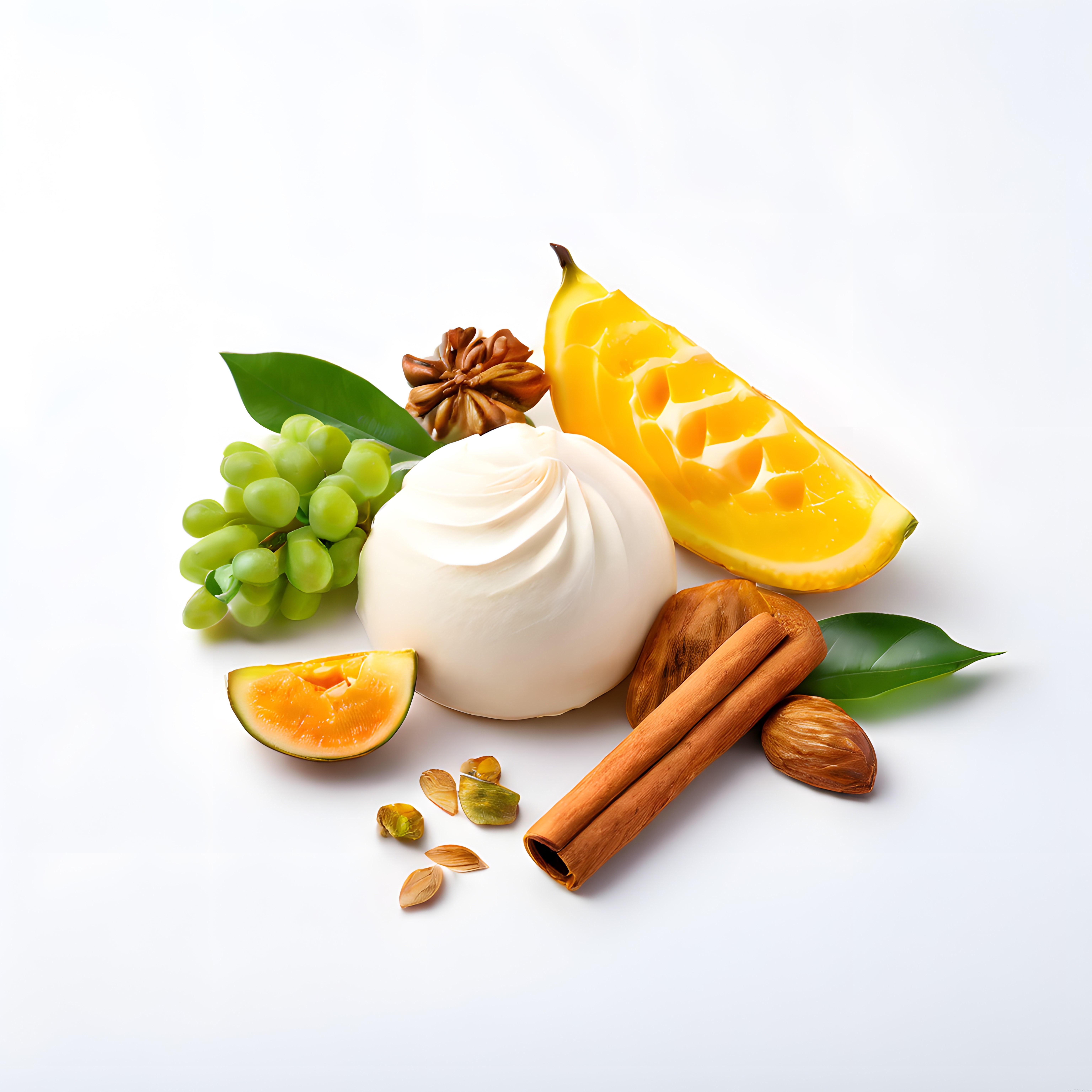 Burrata peyniri tropikal meyveler ve kuru yemişle lezzetli kahvaltı