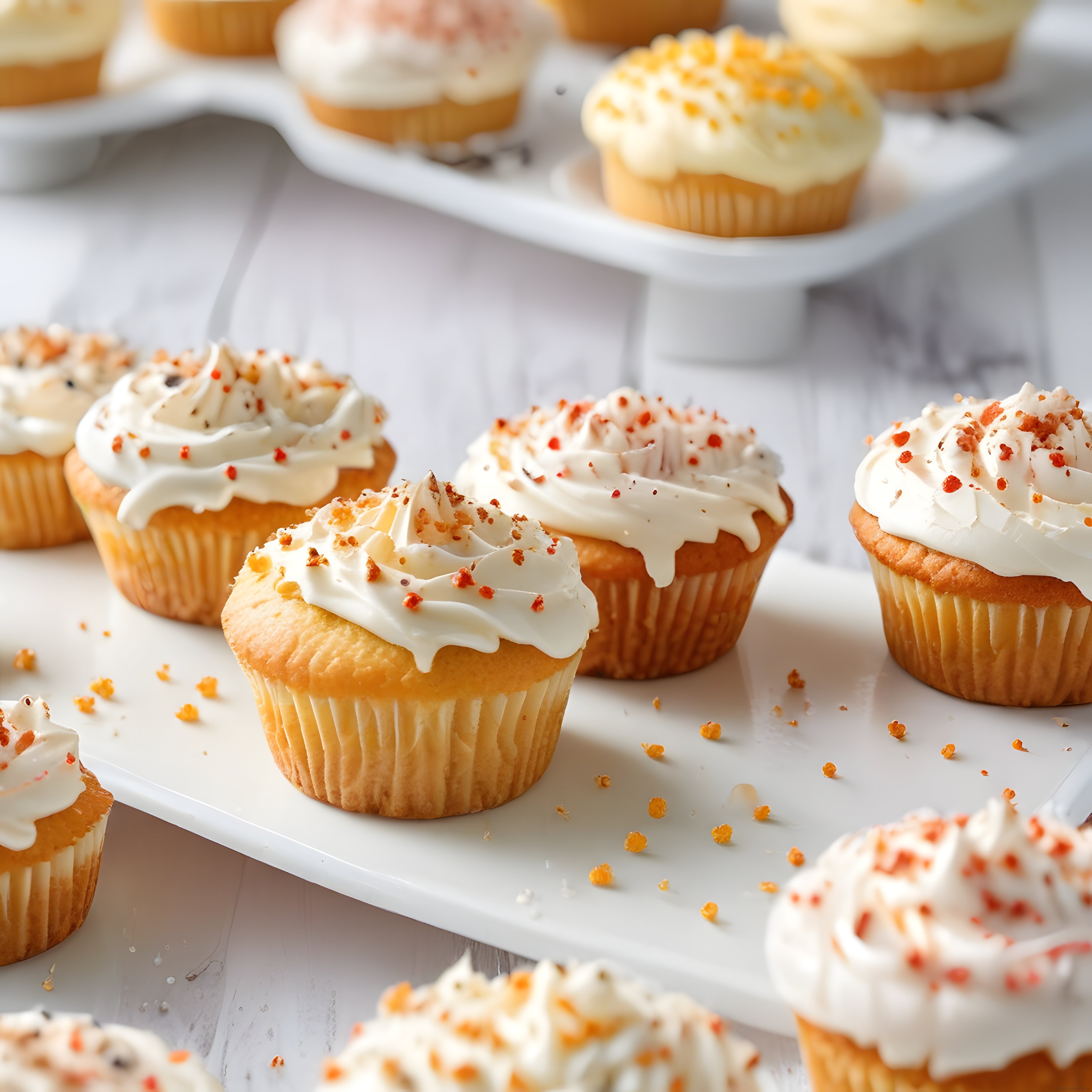 Butik Pastane Tarzı Kremalı Cupcake'ler ve Renkli Tatlı Serpintiler