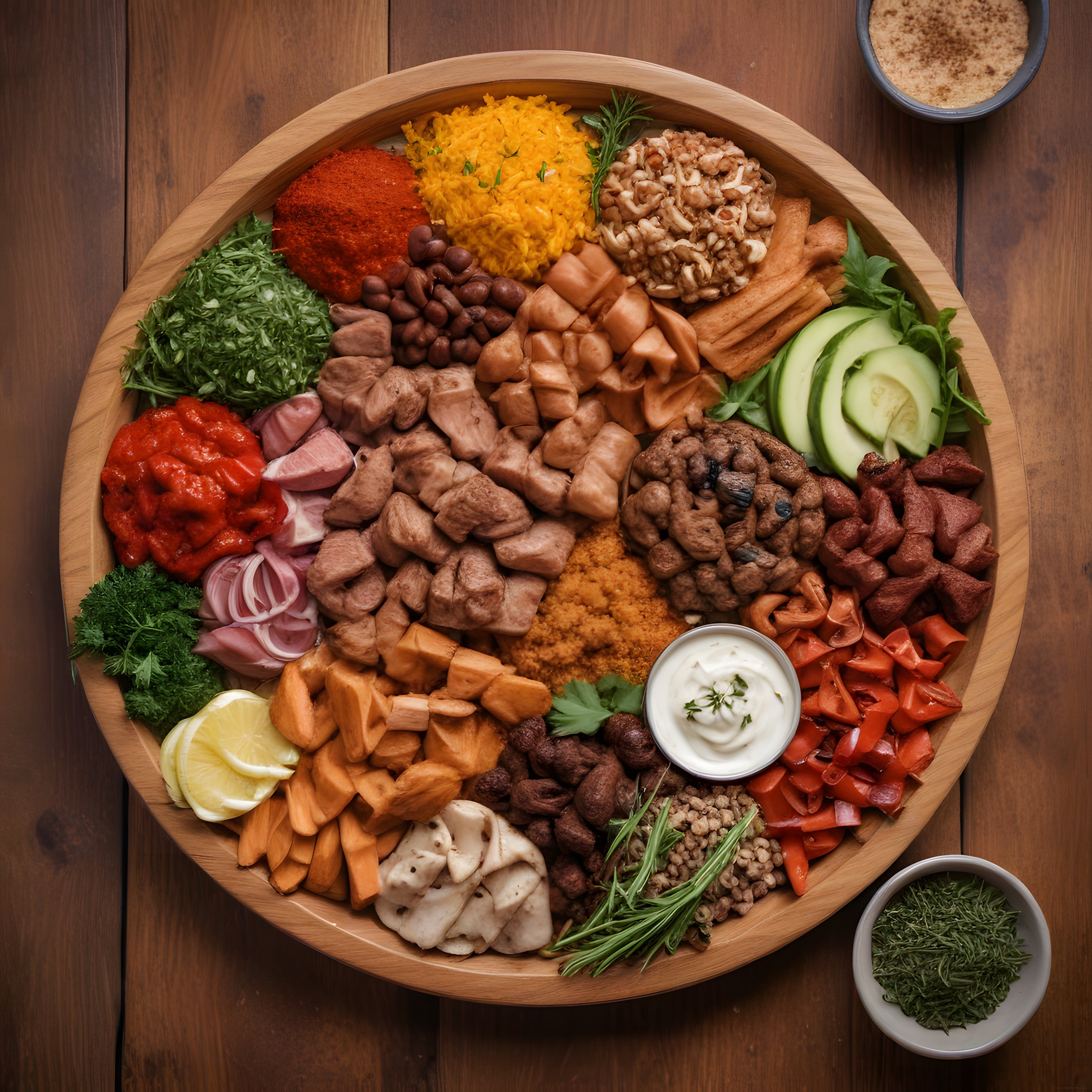 Büyük Ahşap Sunum Tahtasında Eşsiz Karışık Meze ve Kahvaltılık Lezzetler Tabağı