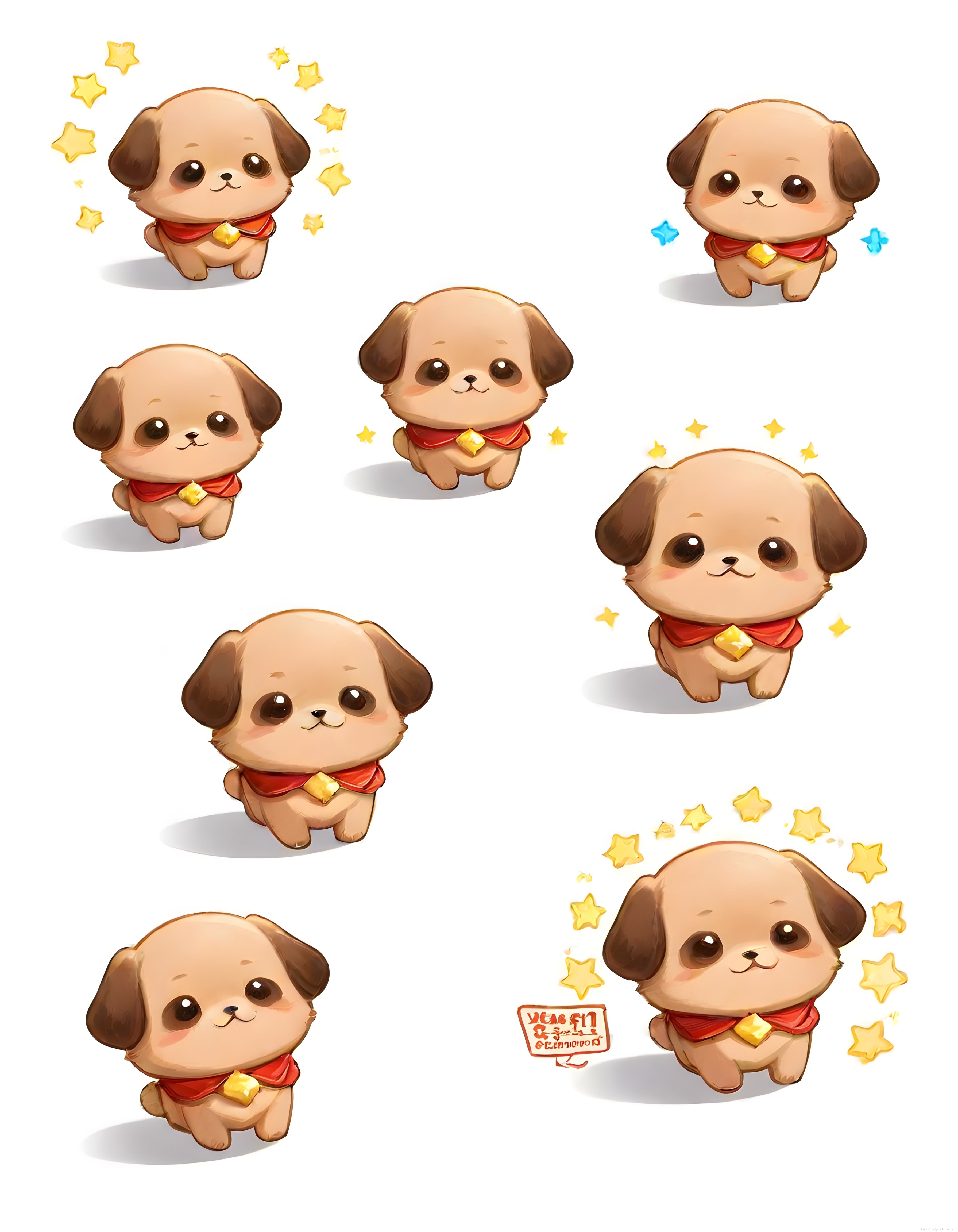 Büyük Gözlü Kawaii Köpek Çizimleri ve Sevimli Dijital Sanat Koleksiyonu