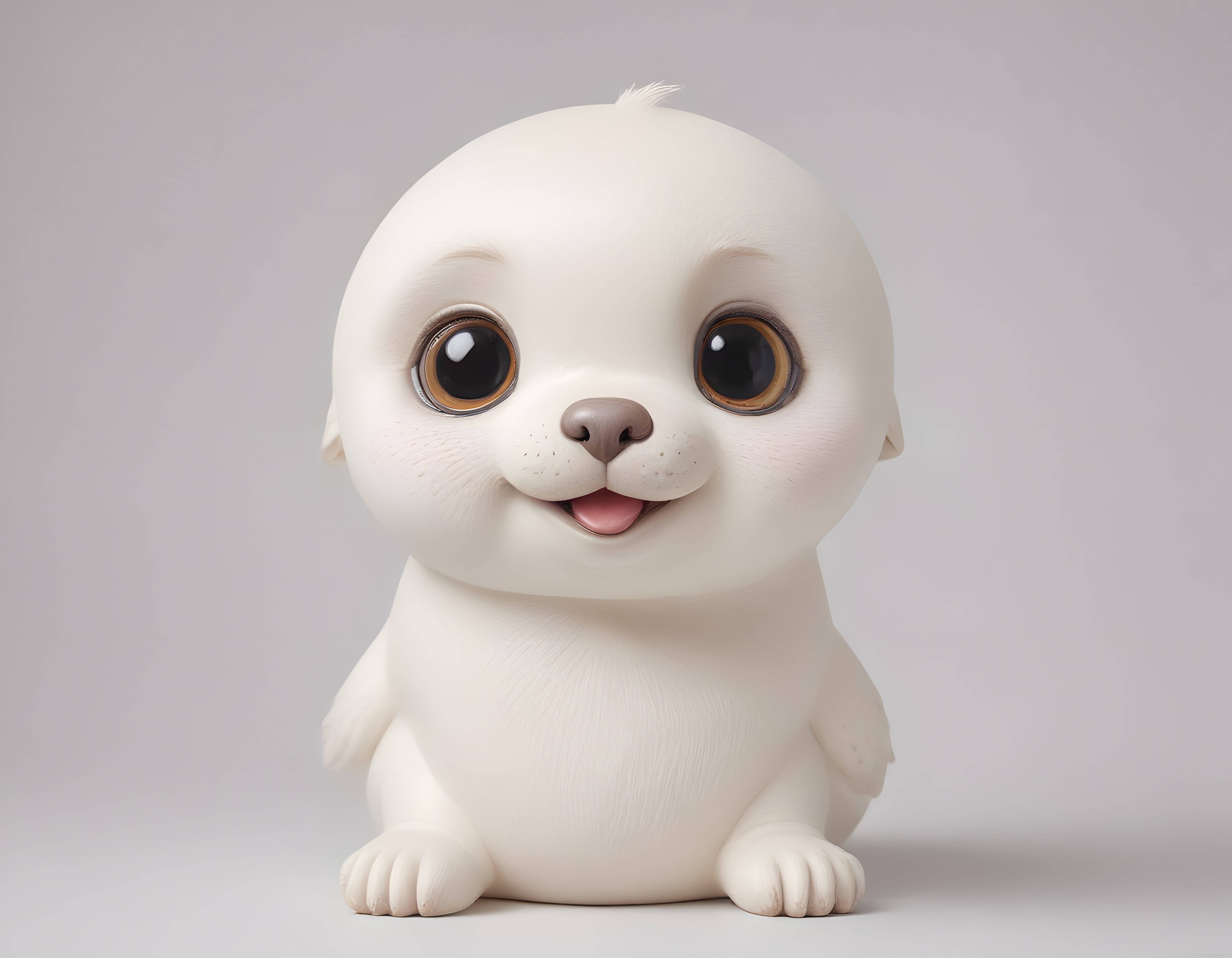 Büyük Gözlü Masum 3D Fok Yavrusu Karakteri ve Dijital Sanat Tasarımı