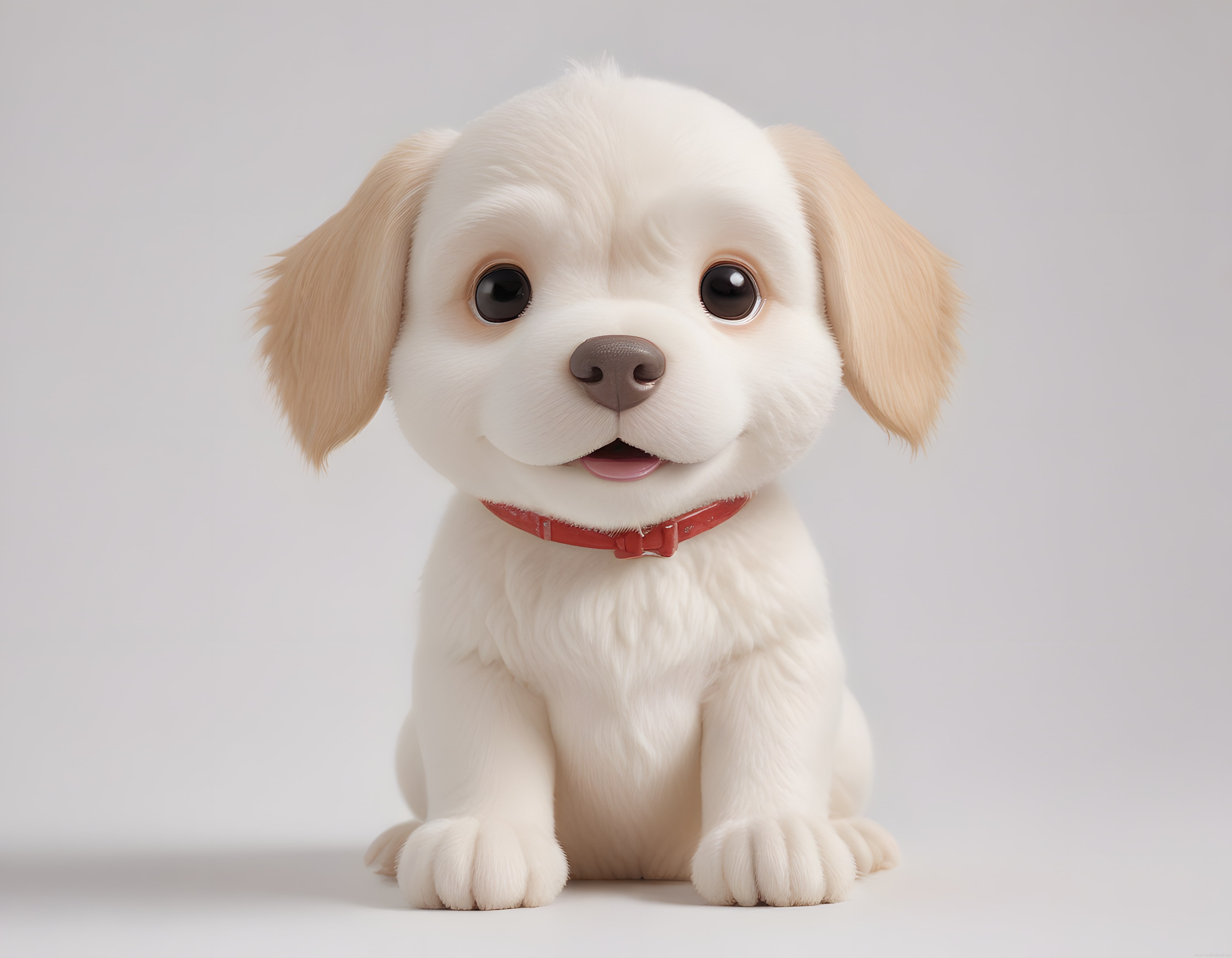 Büyük Gözlü Sevimli 3D Animasyon Beyaz Köpek Yavrusu Karakteri