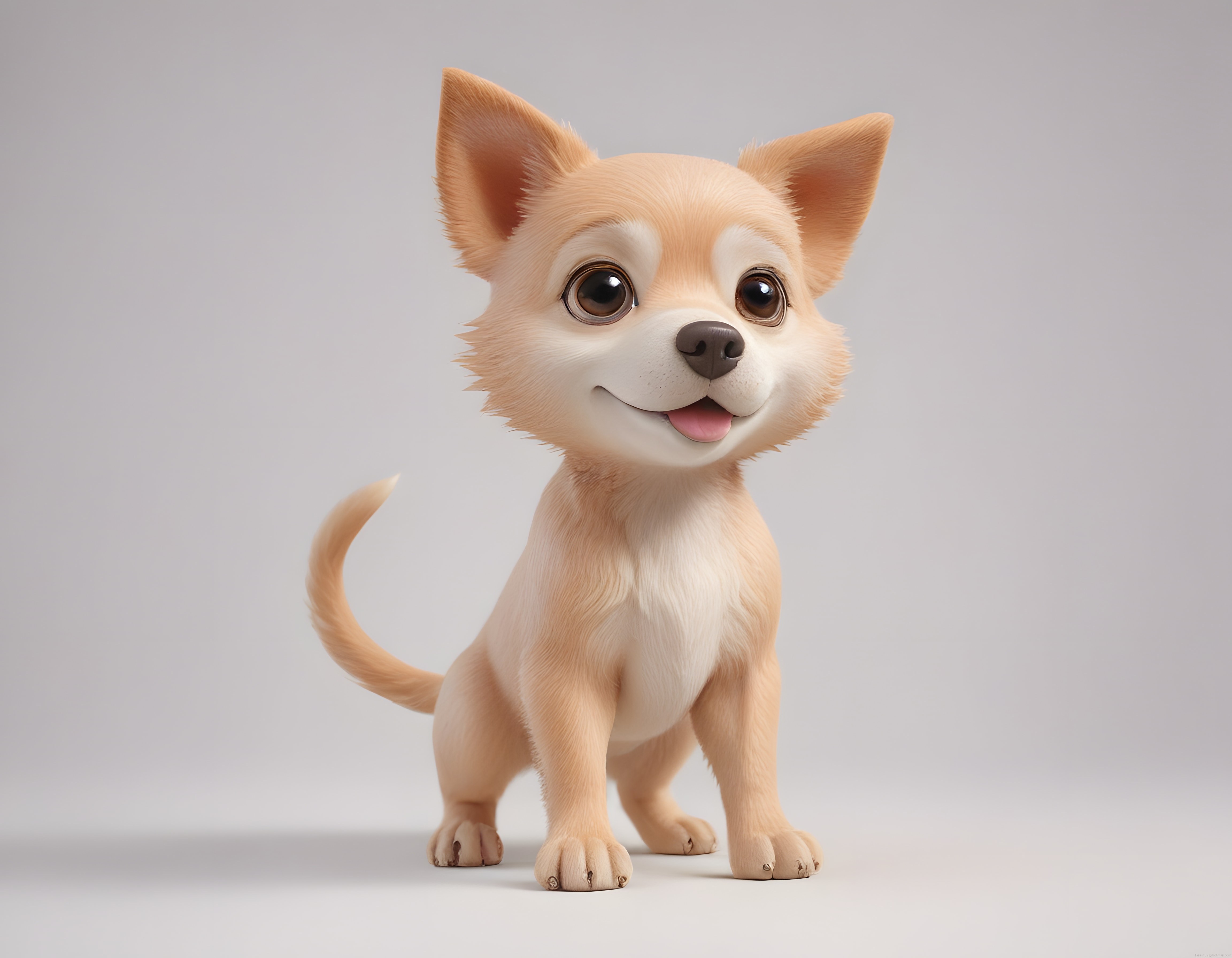 Büyük Gözlü Sevimli 3D Animasyon Chihuahua Köpek Karakteri Tasarımı