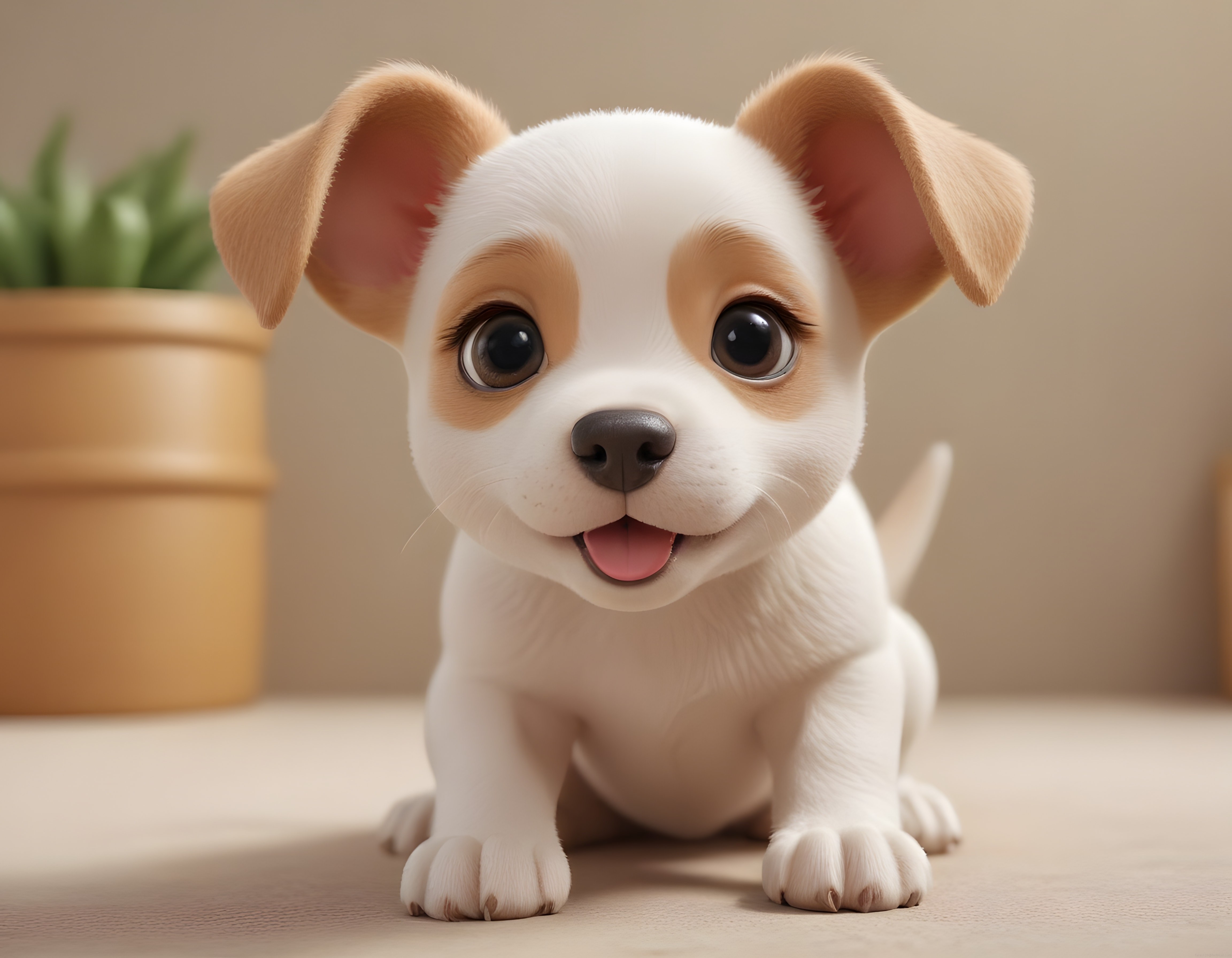 Büyük Gözlü Sevimli 3D Animasyon Köpek Yavrusu Karakter İllüstrasyonu