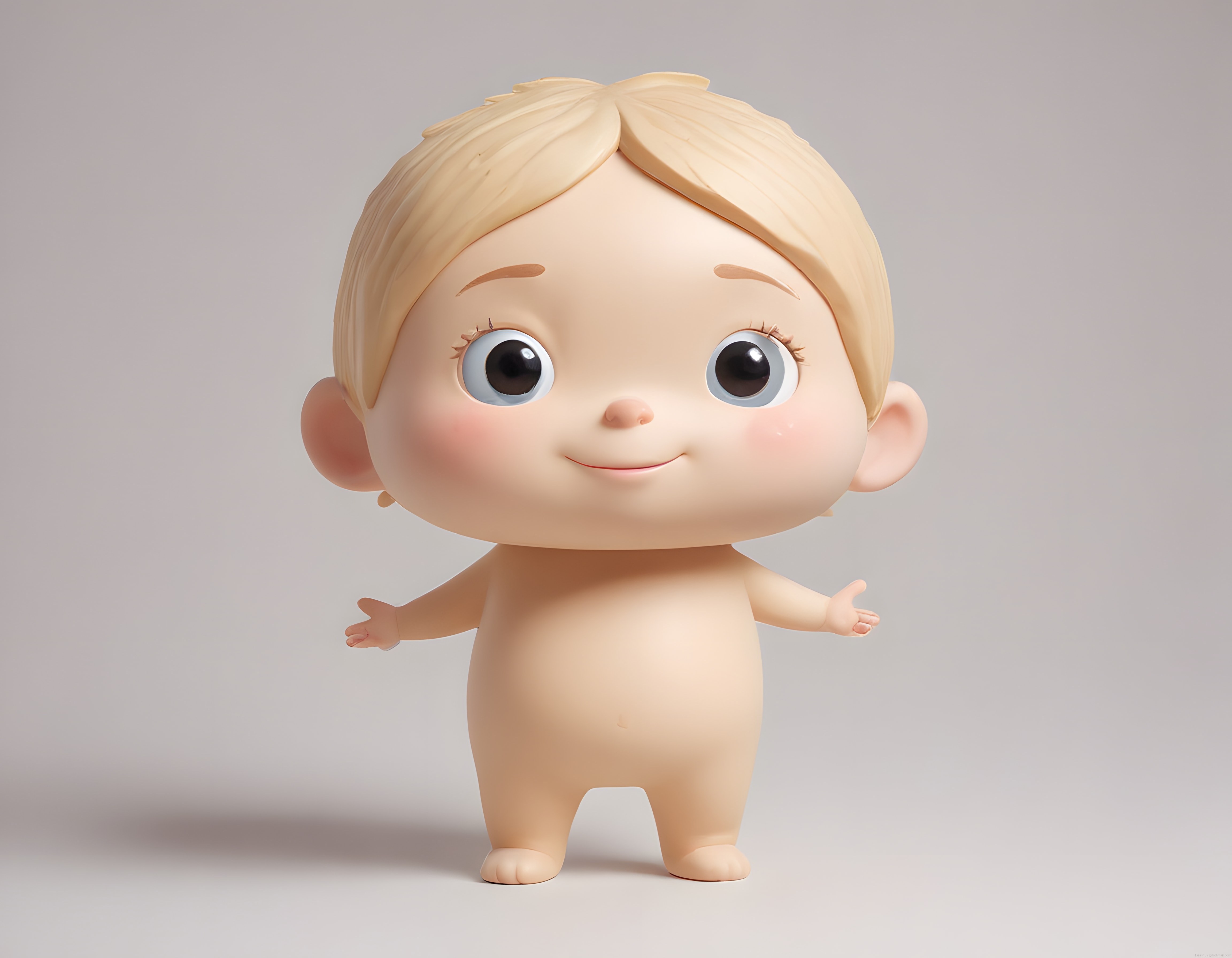 Büyük Gözlü Sevimli 3D Chibi Bebek Karakteri ve Dijital Figür Tasarımı