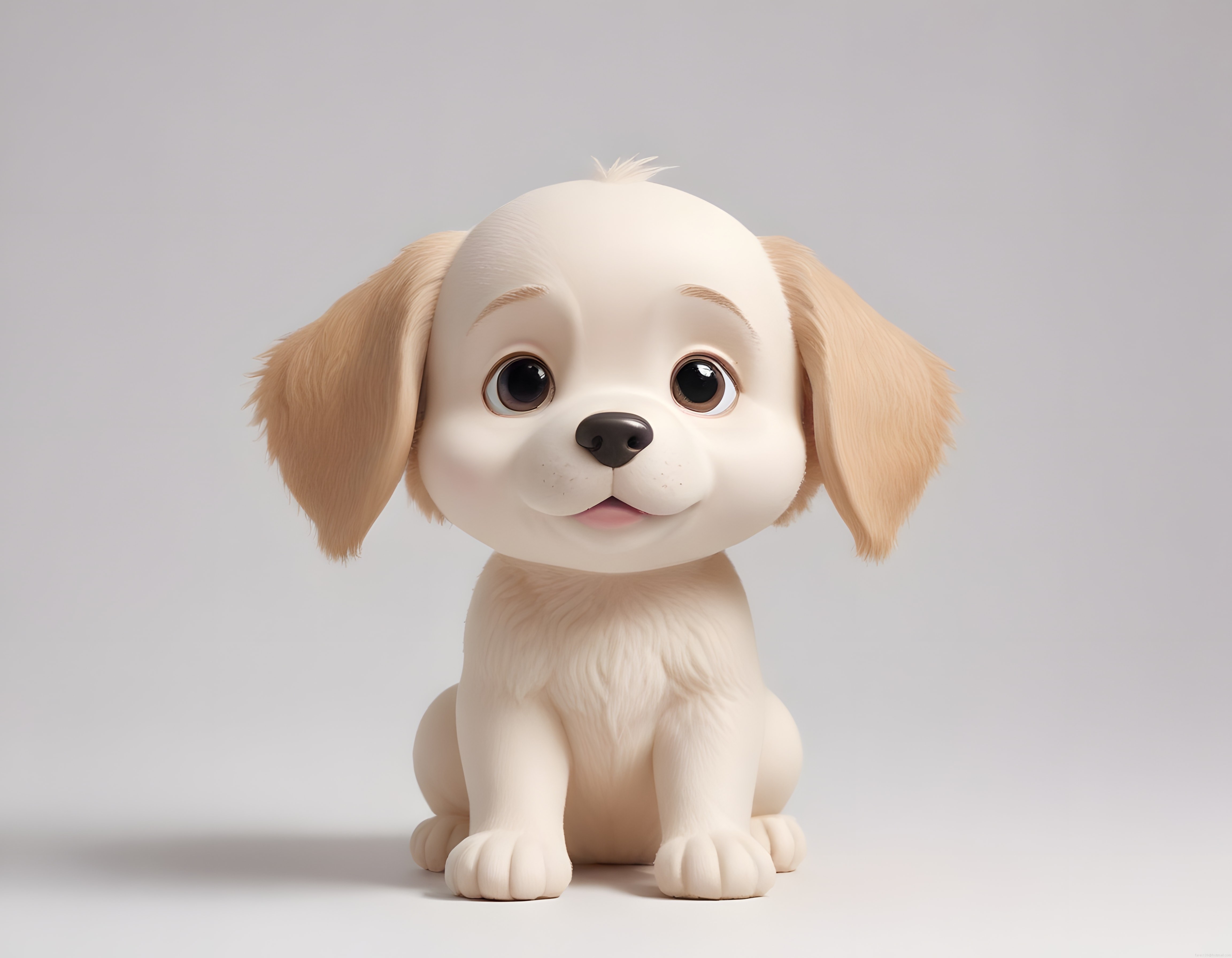 Büyük Gözlü Sevimli 3D Yavru Köpek Karakteri ve Bebeksi Oyuncak Tasarımı