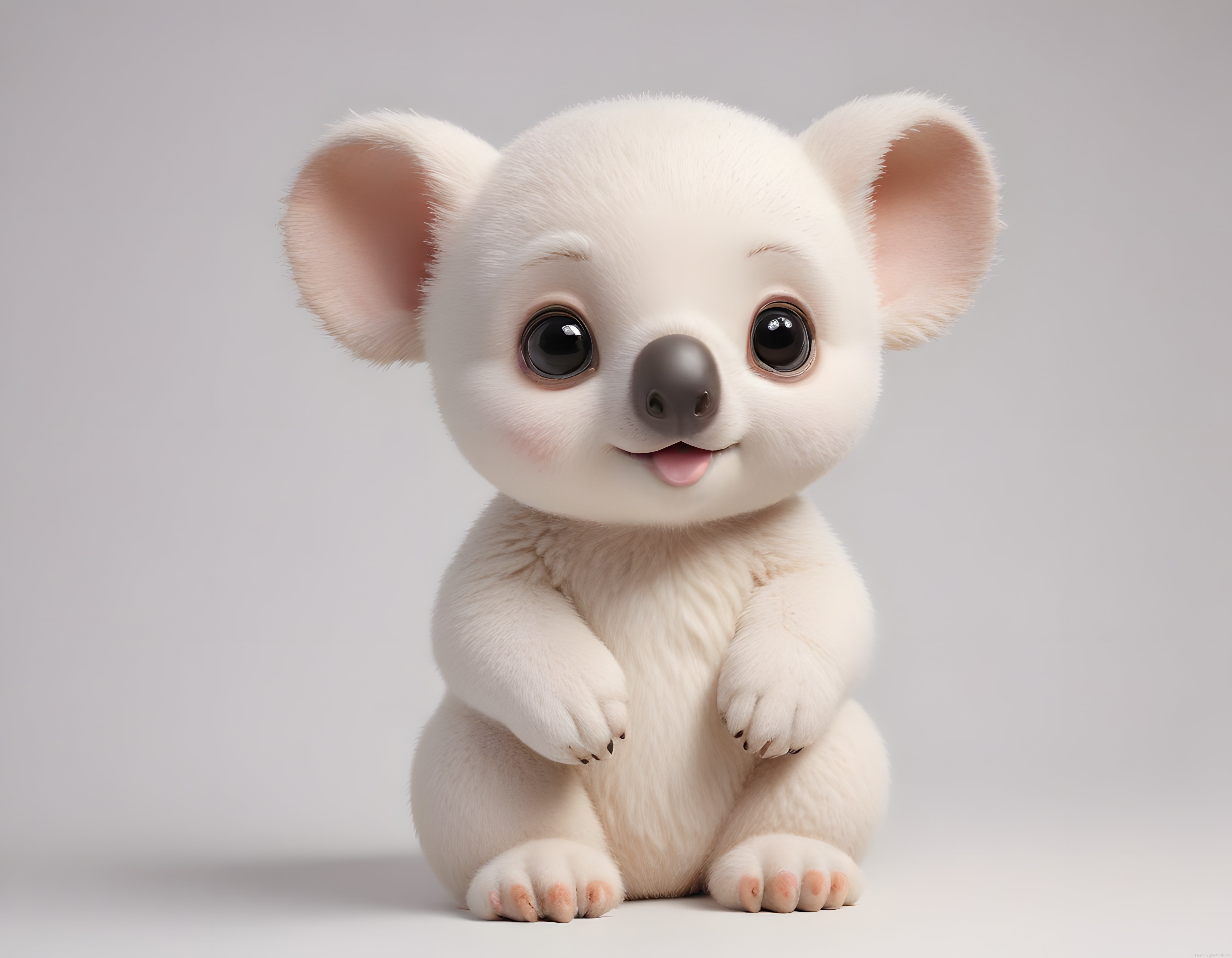 Büyük gözlü sevimli bebek koala 3D karakter dijital illüstrasyon çalışması
