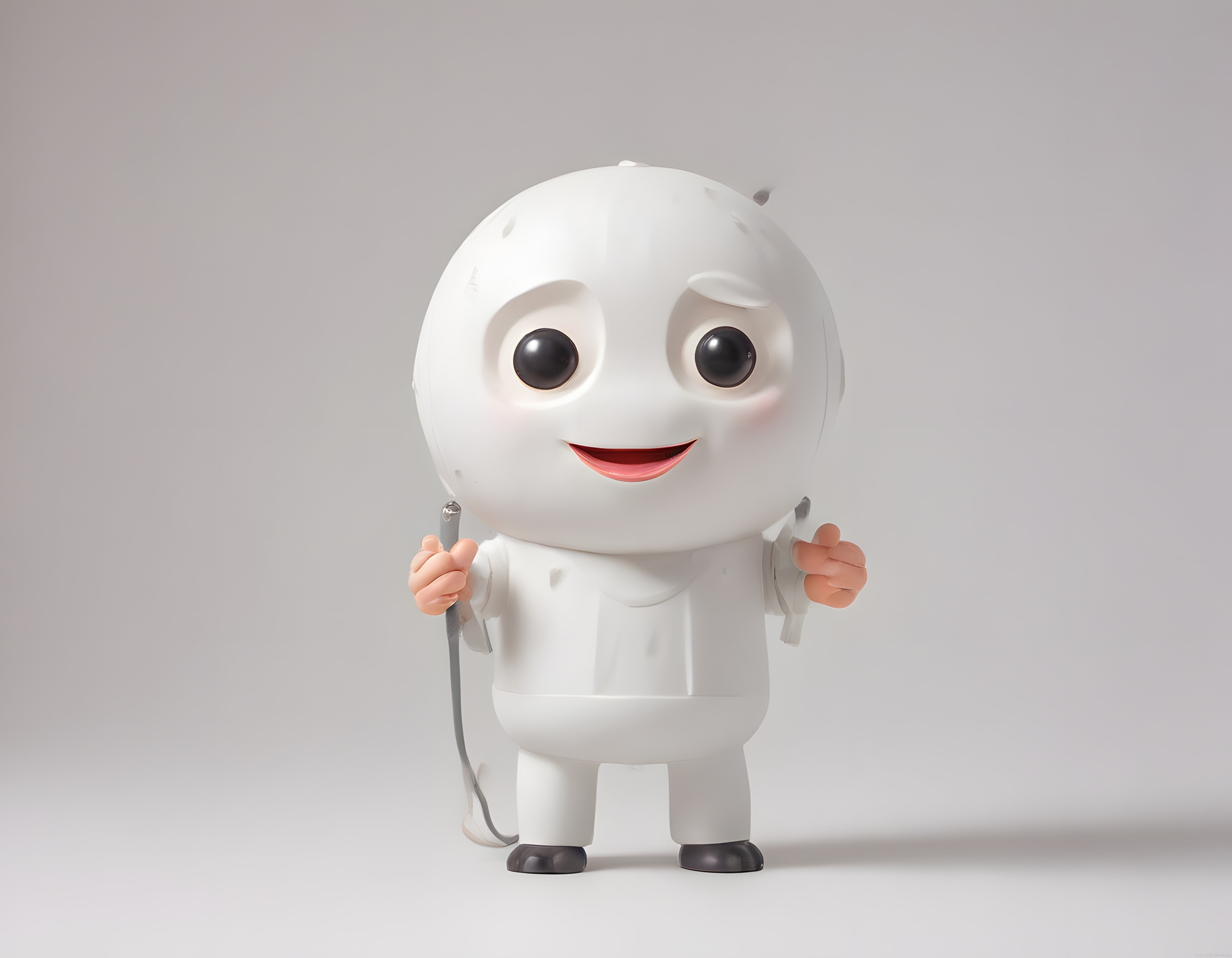 Büyük Gözlü Sevimli Beyaz 3D Karakter Figürü ve Animasyon Maskot Tasarımı
