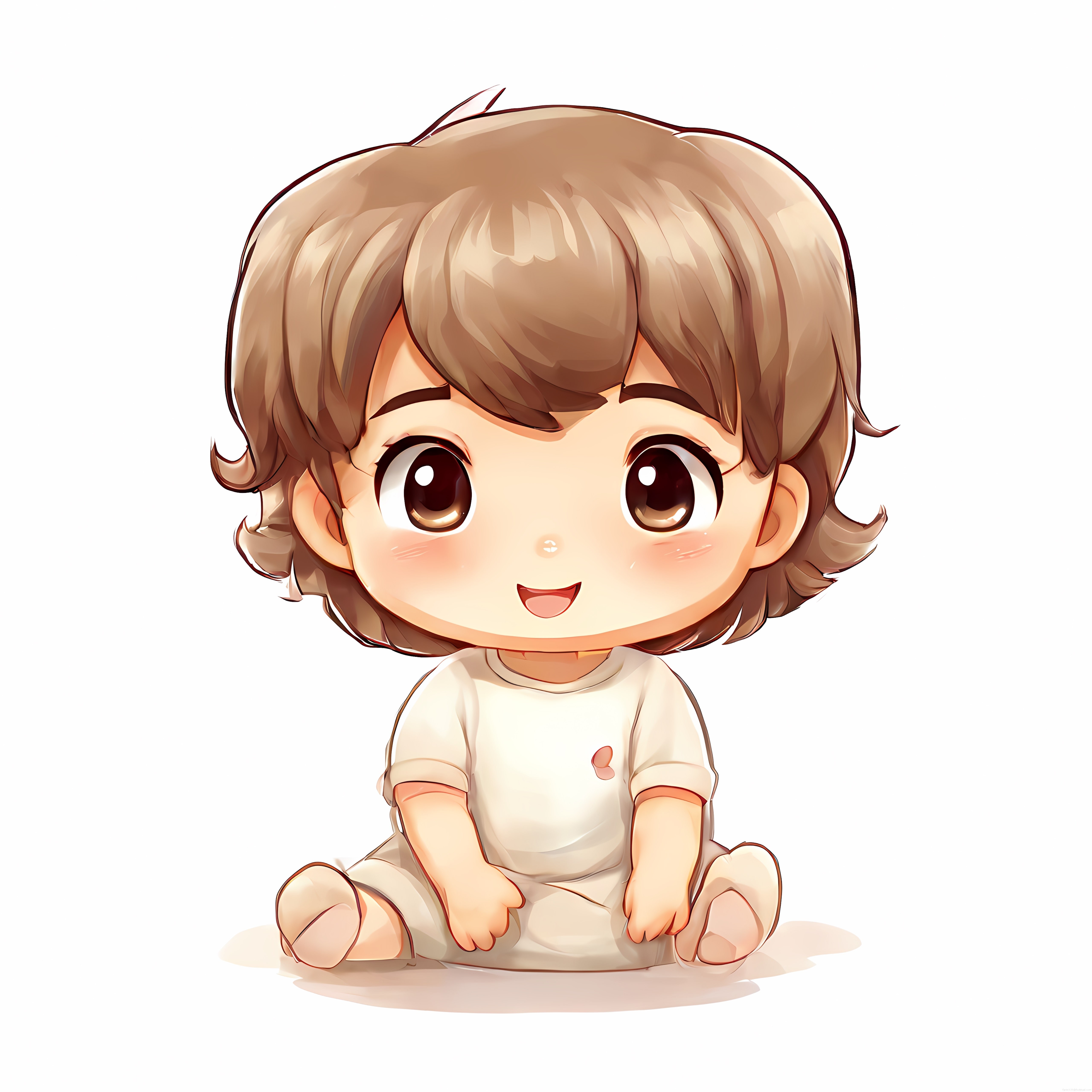 Büyük Gözlü Sevimli Chibi Bebek Karakter Dijital Anime İllüstrasyon Tasarımı