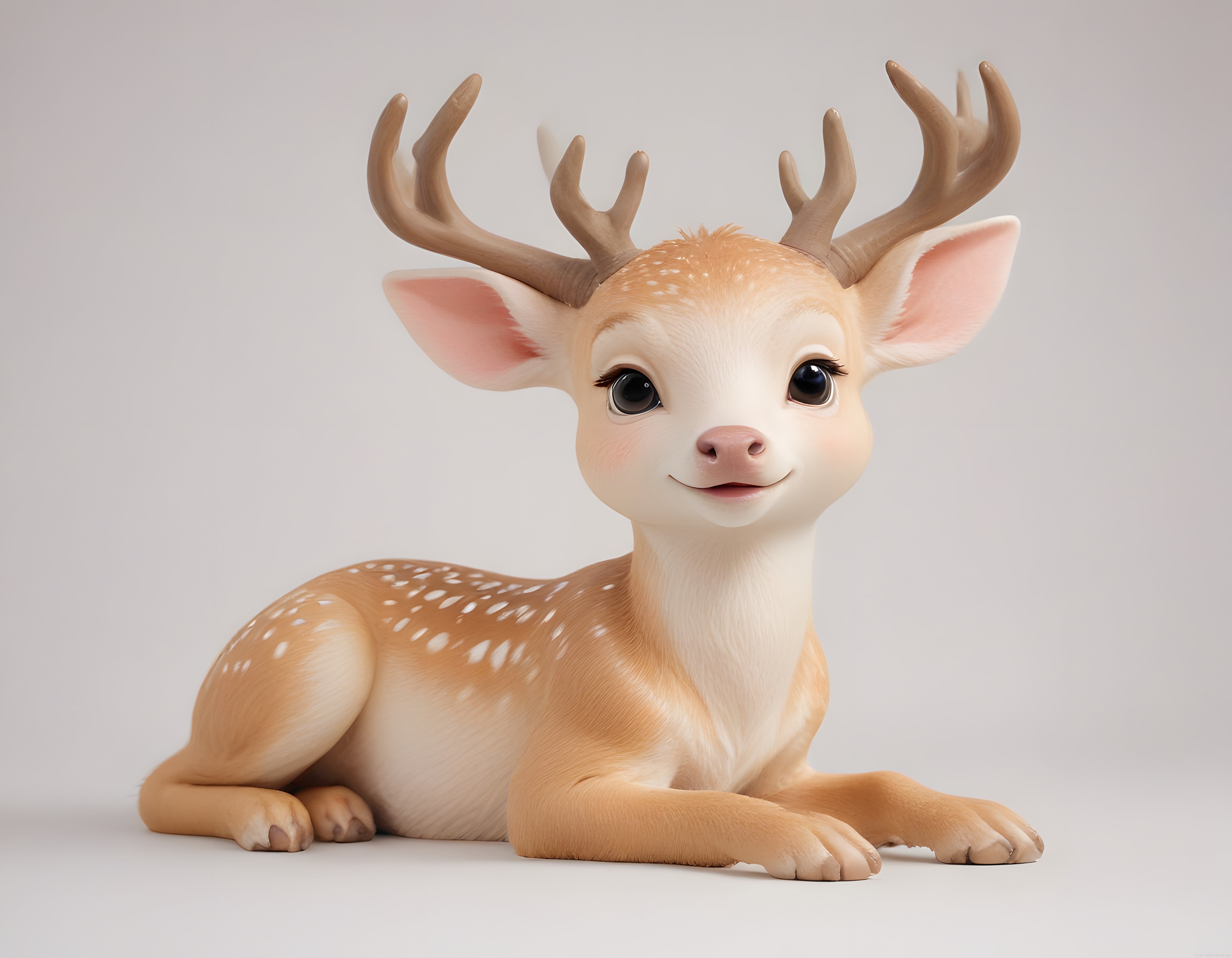 Büyük Gözlü Sevimli Geyik Figürü: 3D Animasyon ve Masalsı Karakter Tasarımı