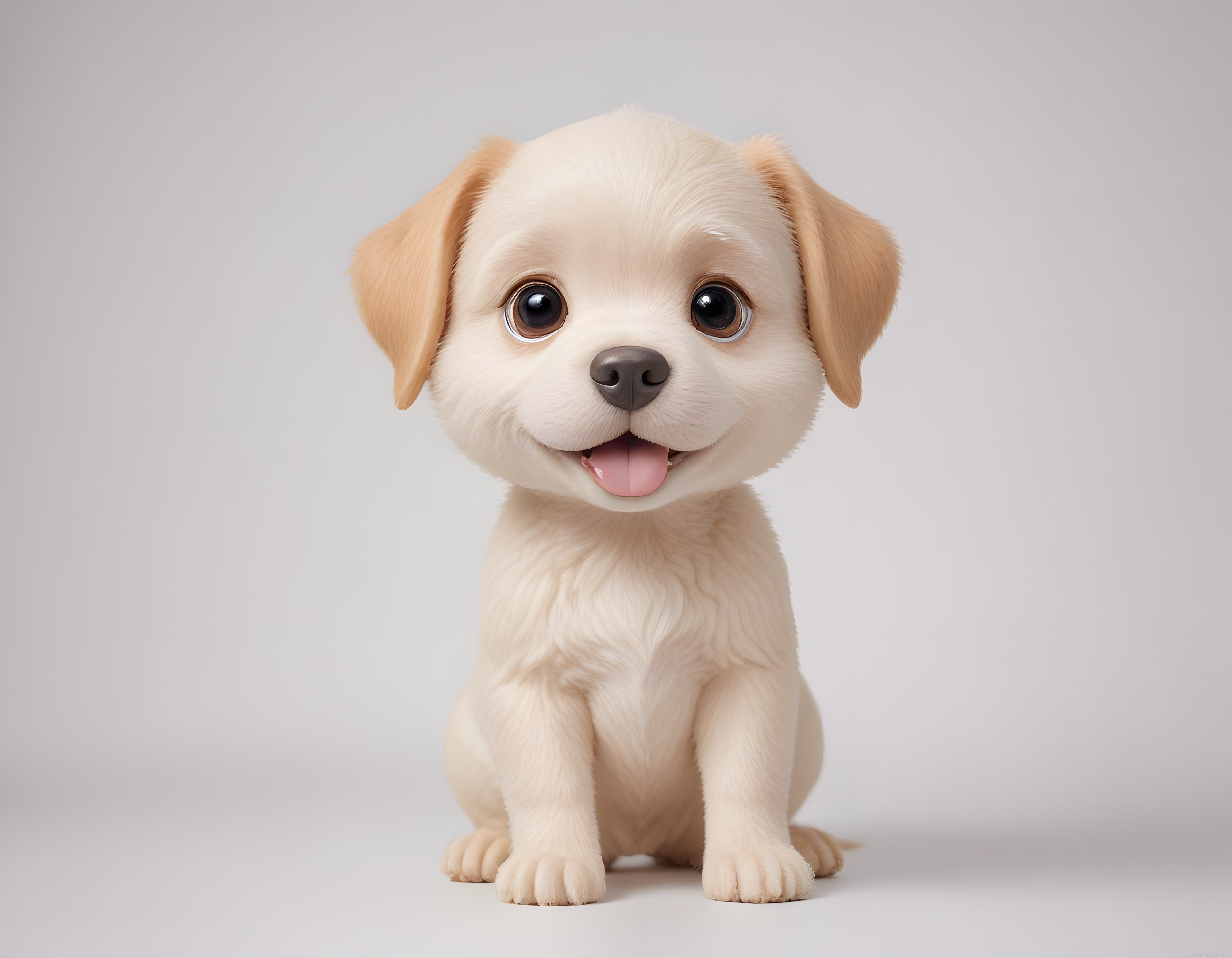 Büyük Gözlü Sevimli Köpek Yavrusu: Animasyon Tarzı 3D Render Karakter Portresi
