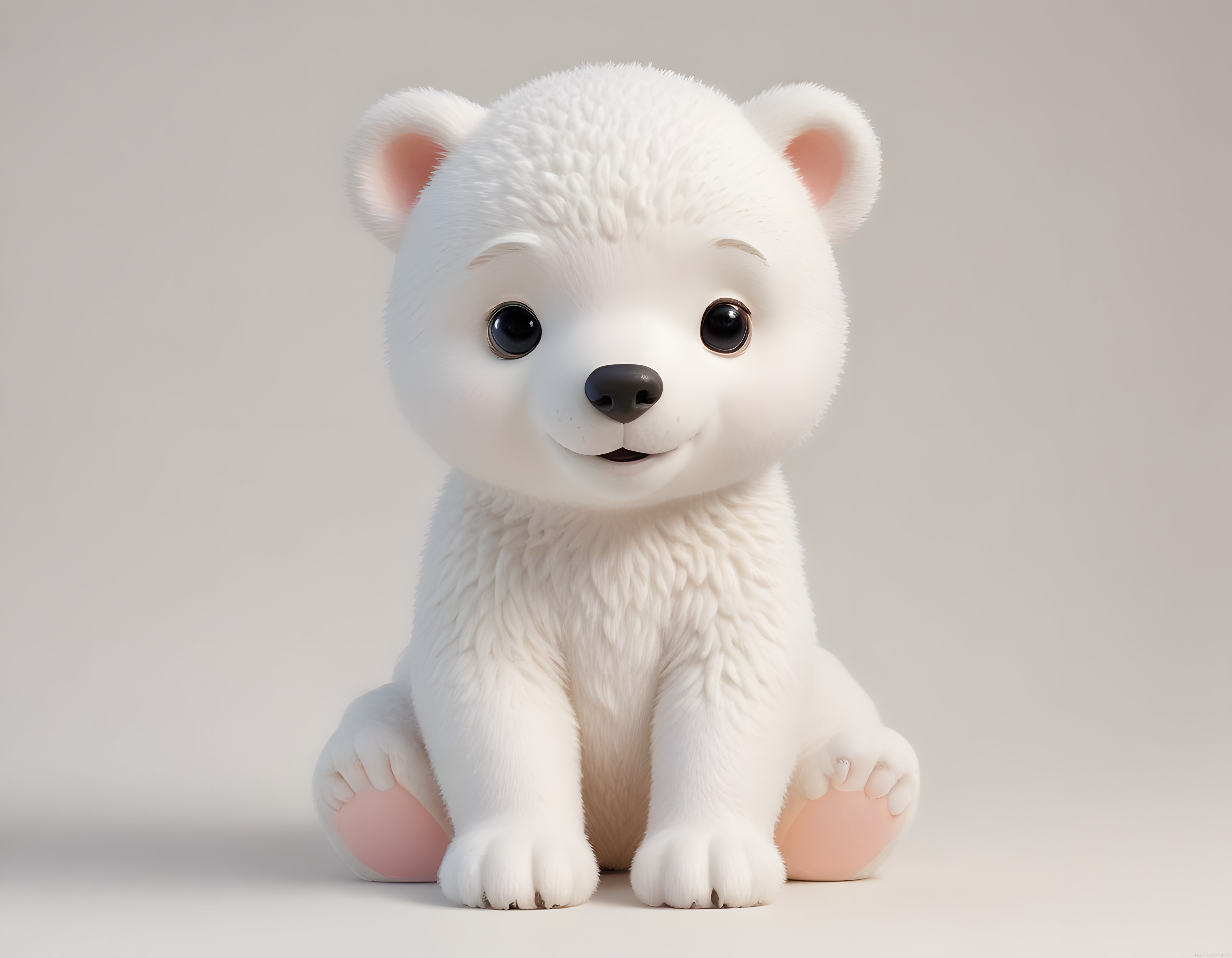 Büyük Gözlü Sevimli Kutup Ayısı Yavrusu 3D Animasyon Render Görseli