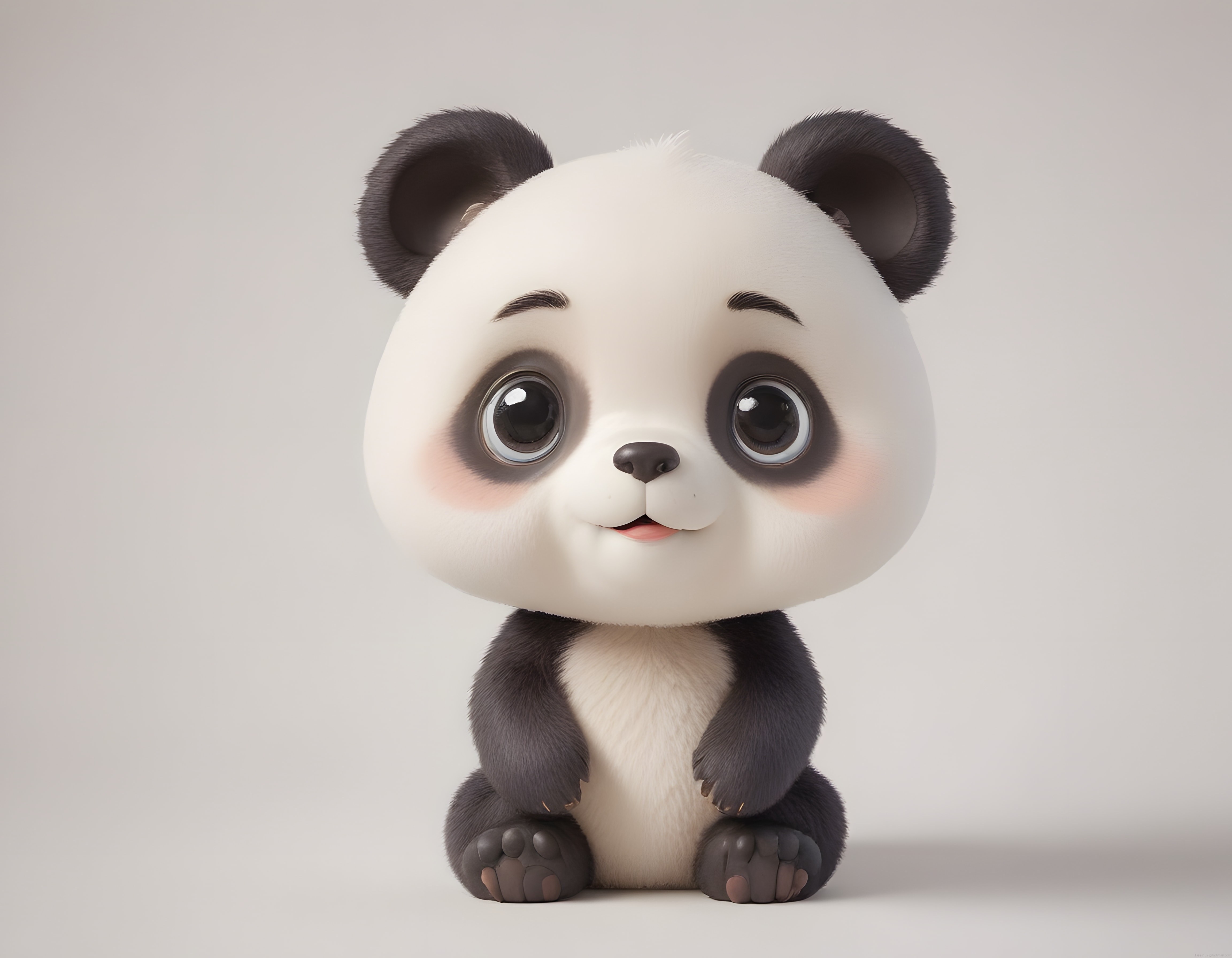 Büyük Gözlü Sevimli Panda: 3D Dijital Sanat Karakteri ve Çocuklara Özel Tasarım