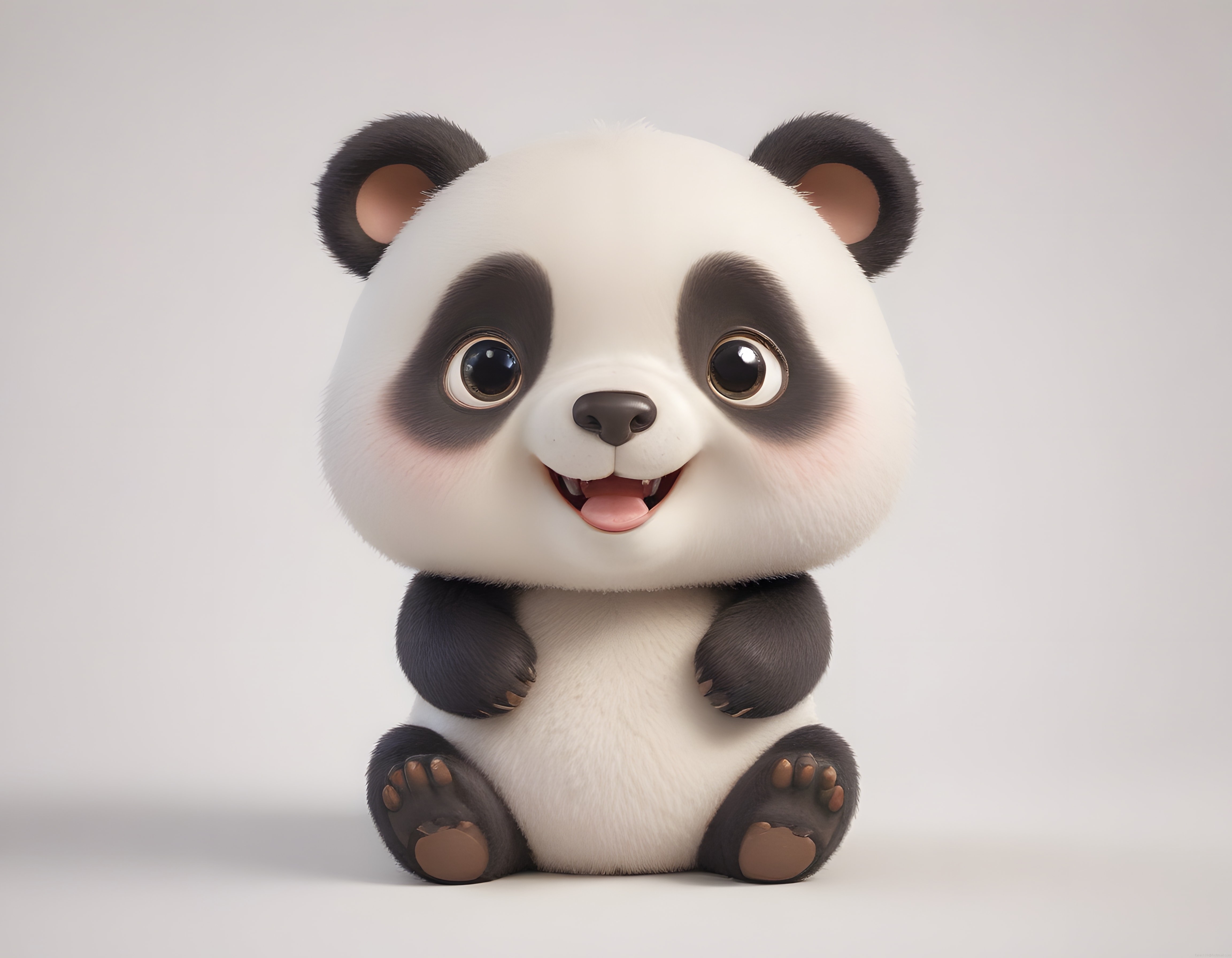 Büyük gözlü sevimli panda yavrusu 3D animasyon karakteri tasarımı