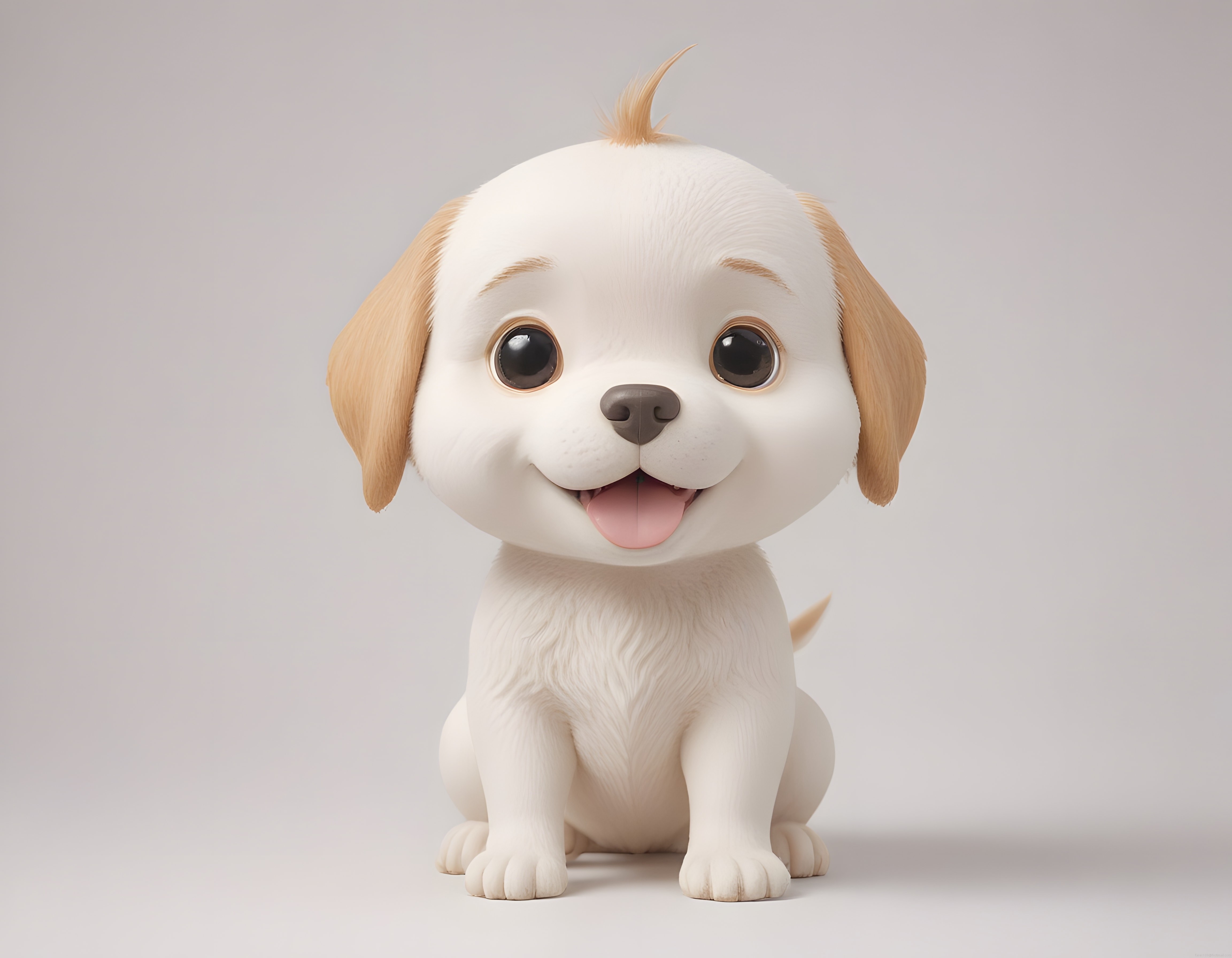 Büyük Gözlü ve Dili Dışarıda Sevimli 3D Animasyon Köpek Yavrusu Karakteri