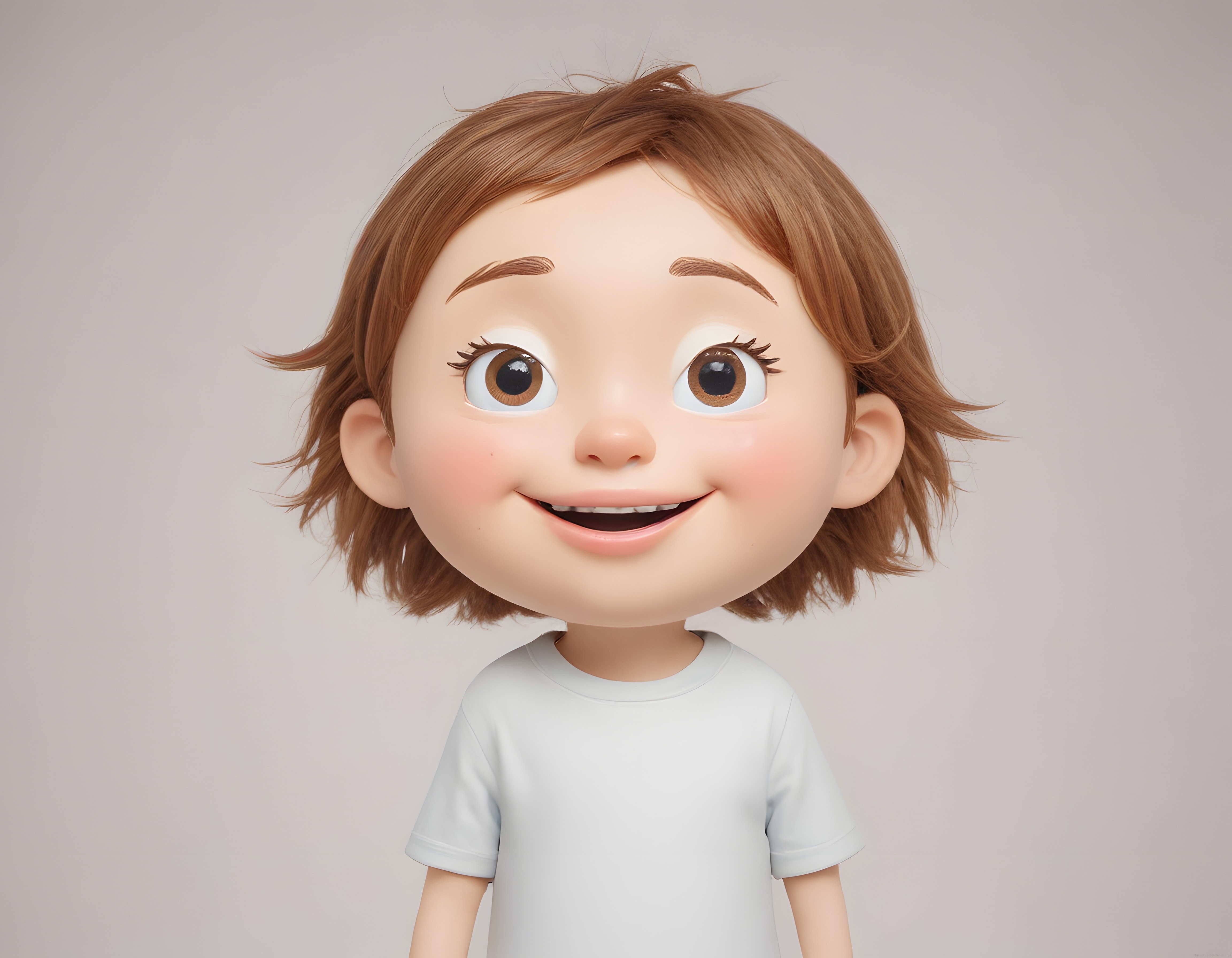 Büyük Kahverengi Gözleriyle Masum 3D Animasyon Çocuk Karakteri Portresi