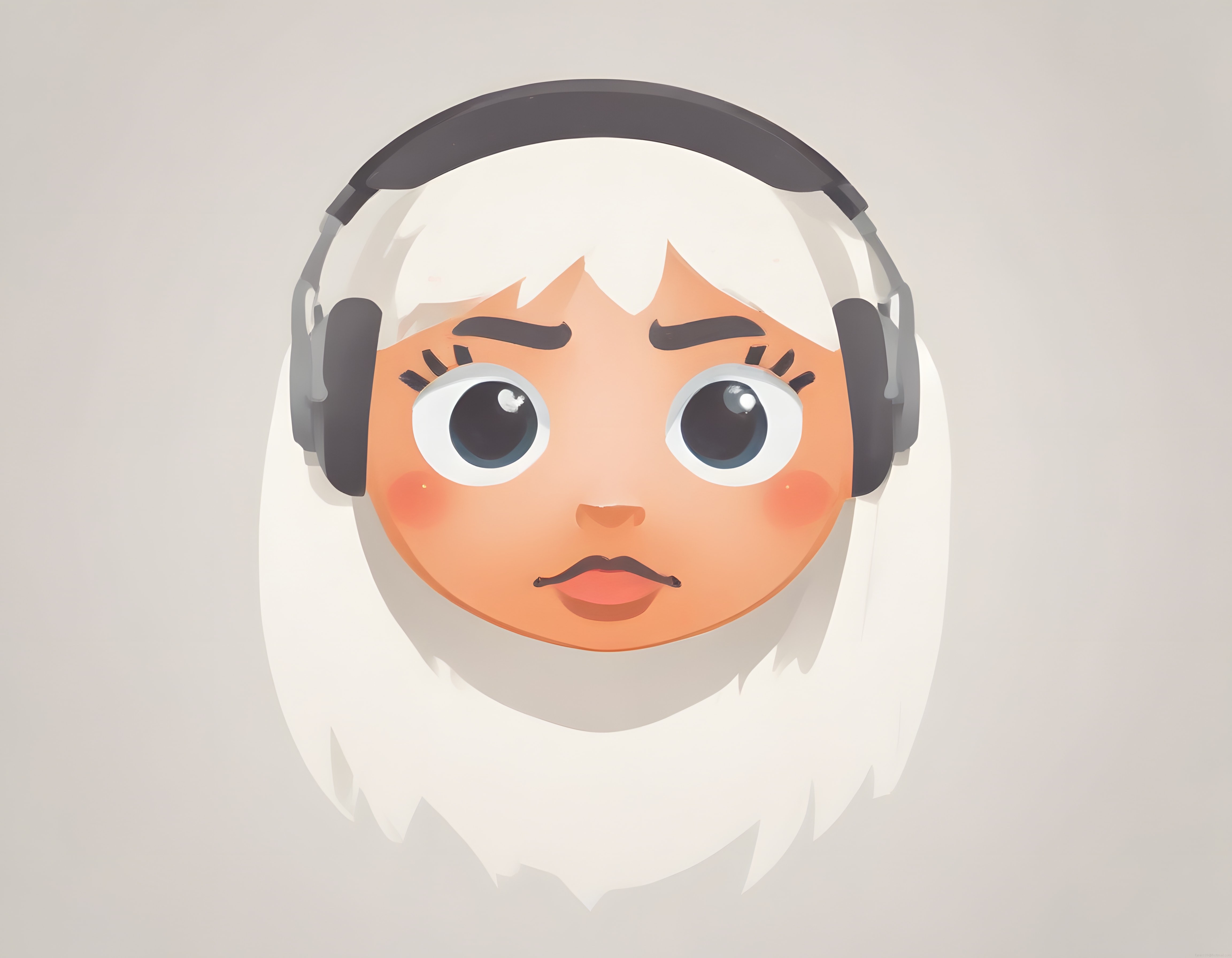 Büyük Kulaklıklı Üzgün Anime Tarzı Kız Dijital Çizim Portre Profil Fotoğrafı
