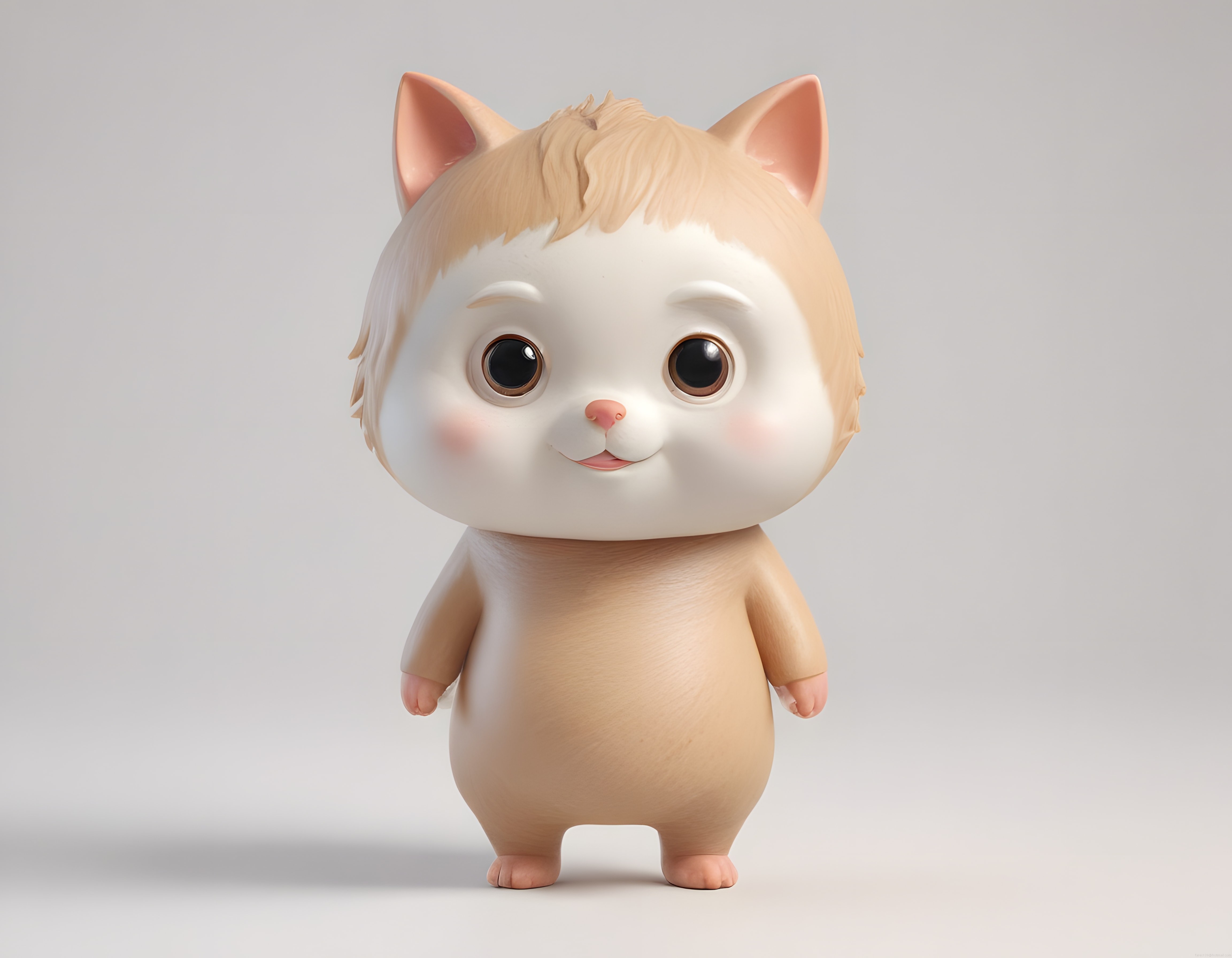 Büyük Siyah Gözlü Sevimli 3D Kedi Bebek Karakteri Tasarımı