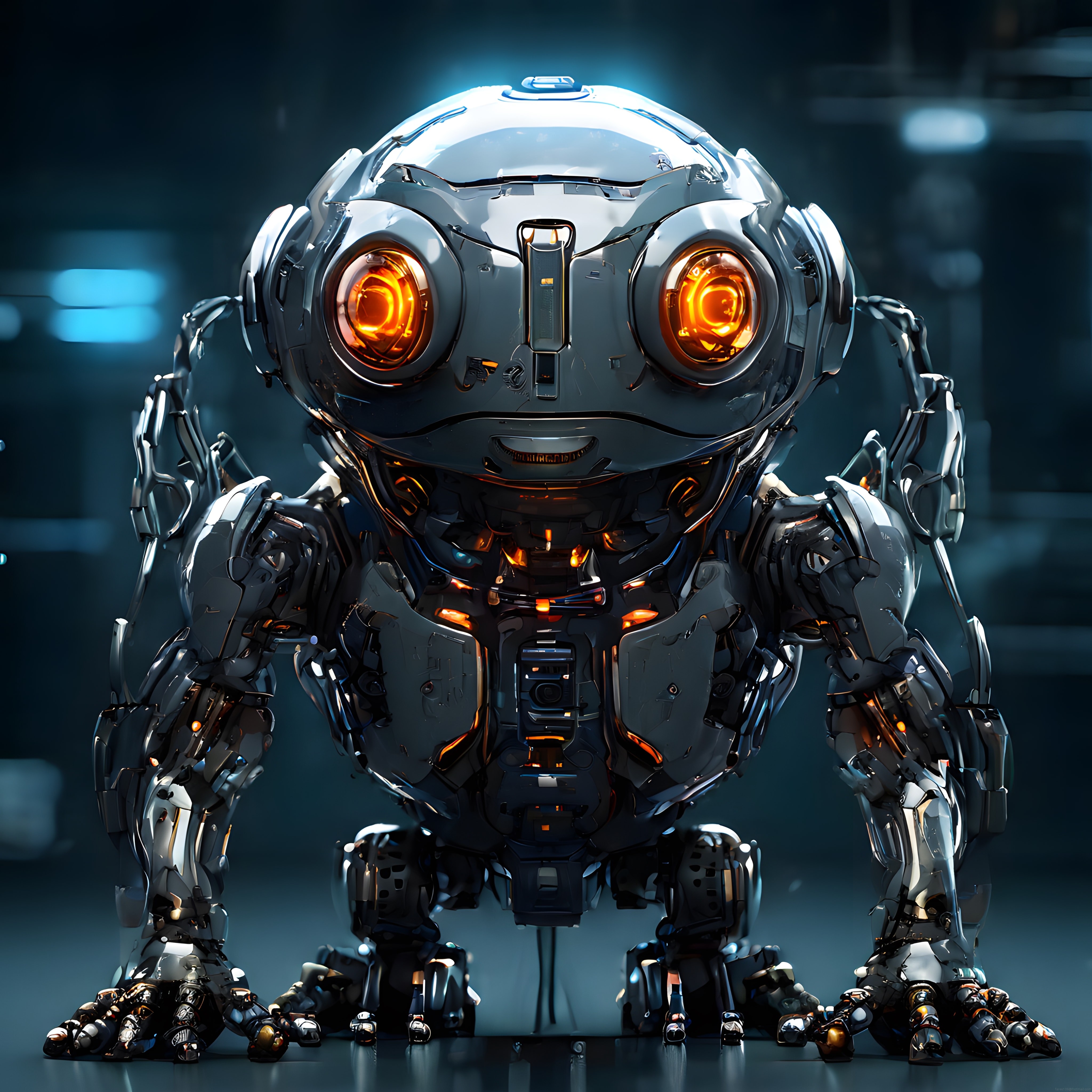 Büyük Turuncu Gözlü Geleceğin Robotu: Mekanik Tasarım ve Sci-Fi Estetiği