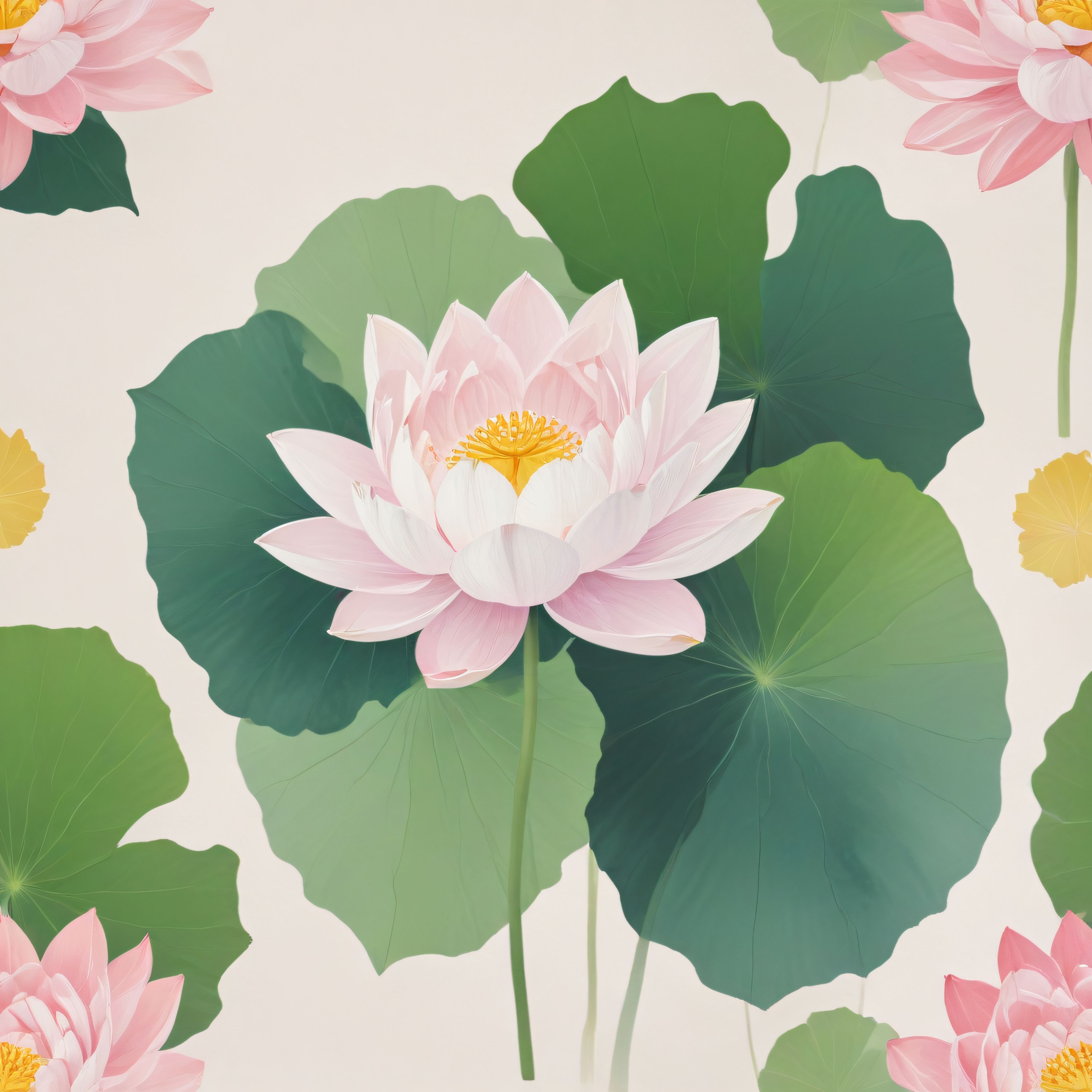 Büyüleyici Pembe Lotus Çiçeği ve Yapraklarıyla Sade Sanatsal Doğa Görseli