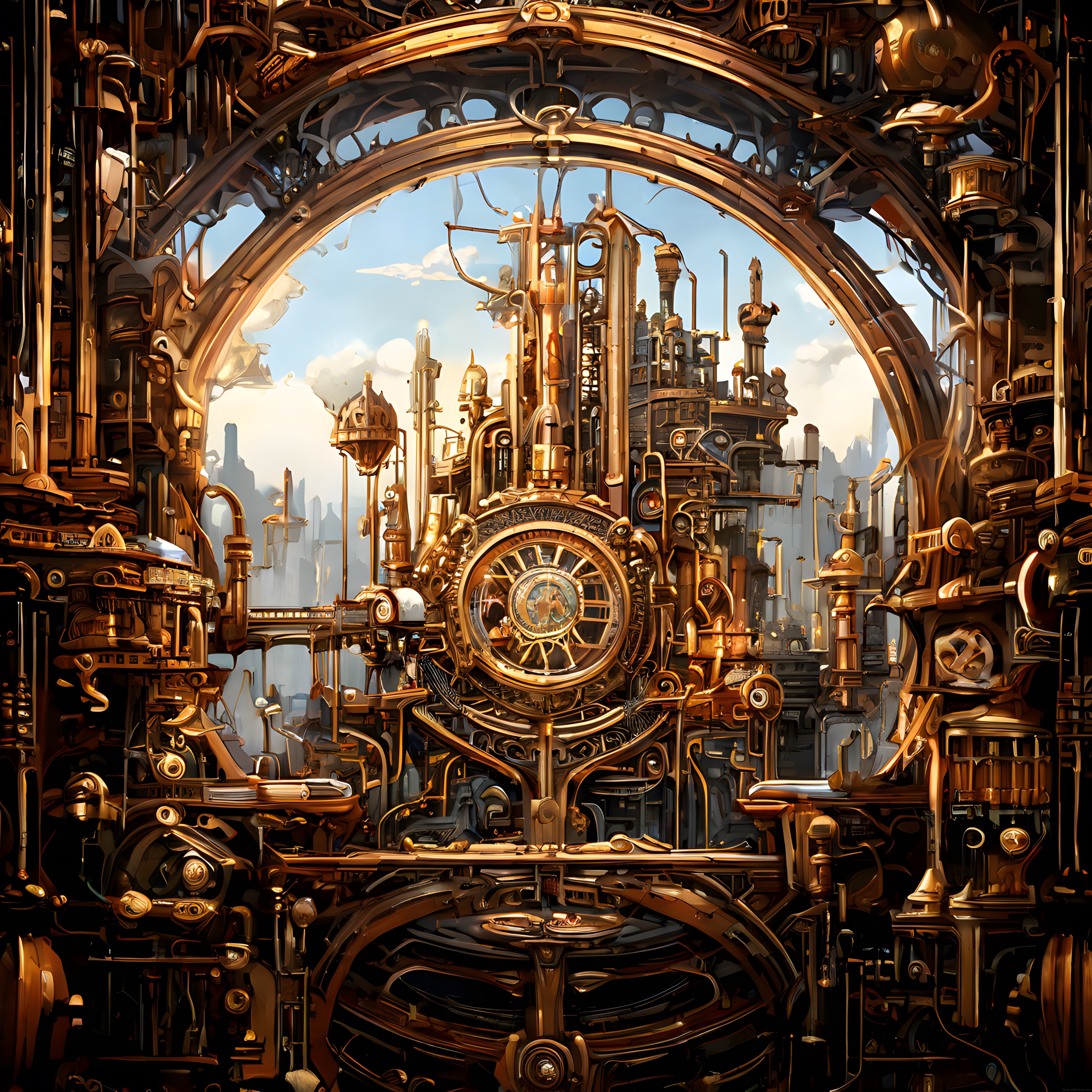 Büyüleyici Steampunk Saat Kasabası: Pirinç Dişlilerden Oluşan Mekanik Şehir