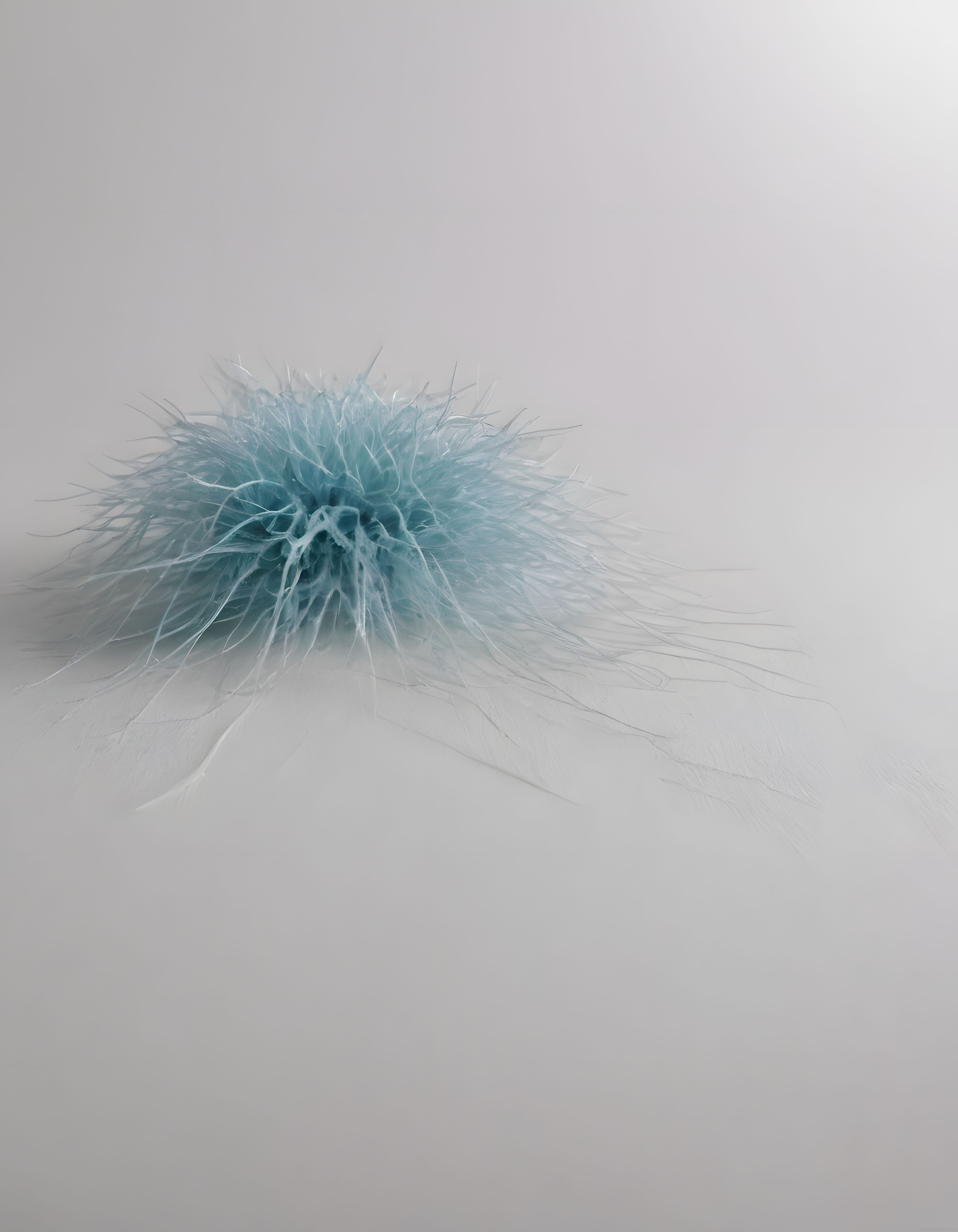 Buz Mavisi Tüylü Organik Form: Minimalist ve Huzurlu Dijital Sanat Eseri