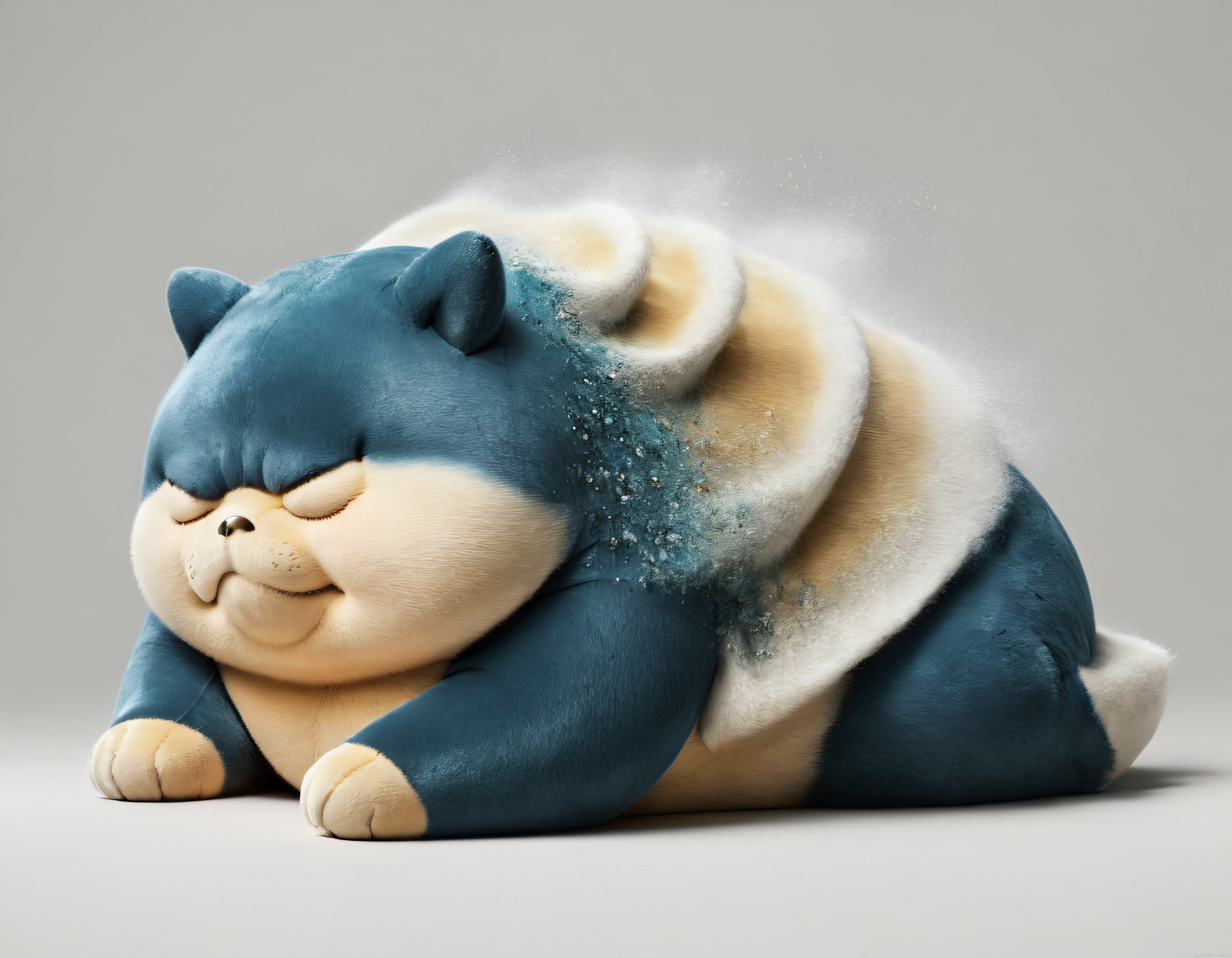 Buz ve Kum Dokulu Uyuyan Snorlax Peluş Oyuncak 3D Konsept Çalışması
