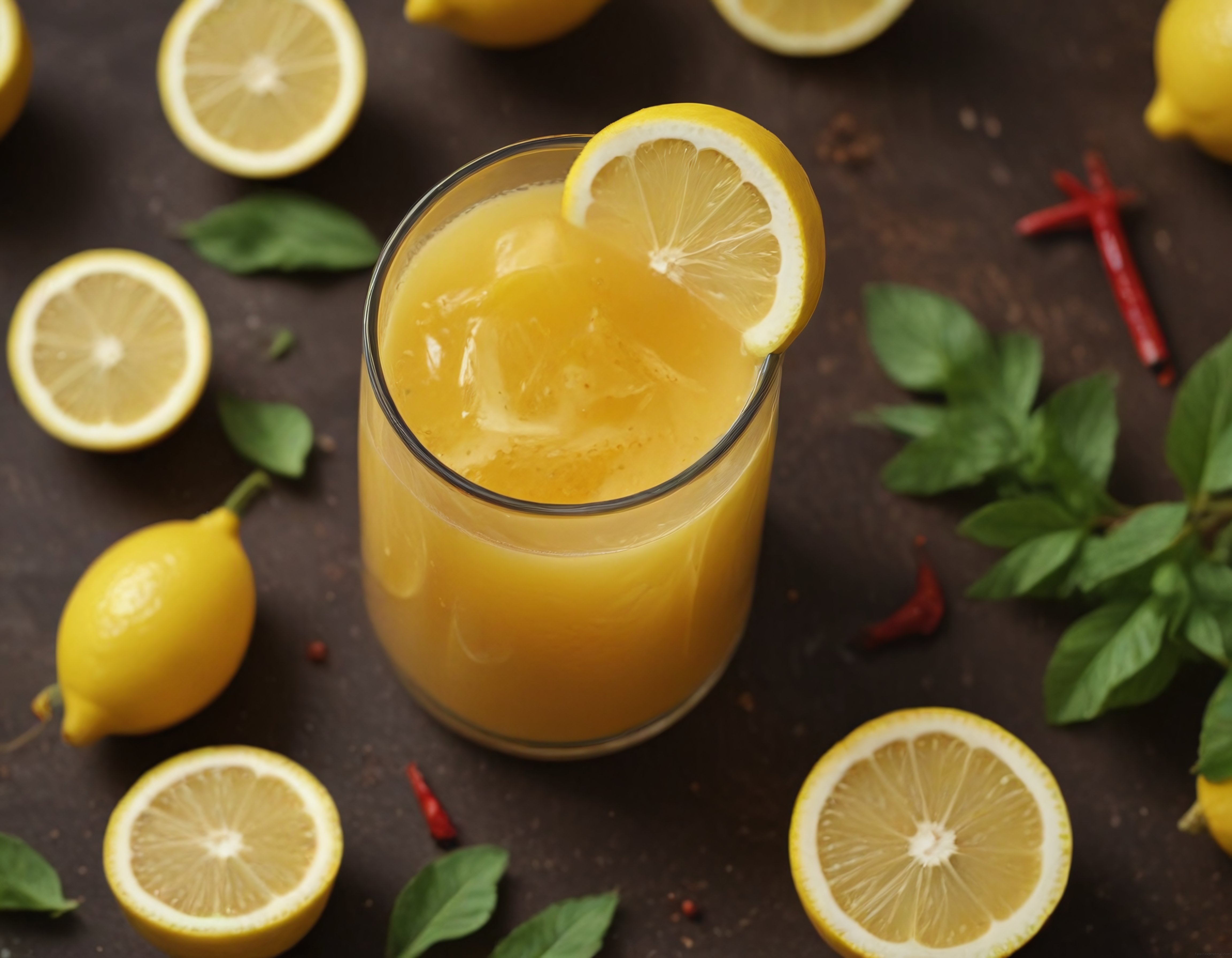 Buzlu Baharatlı Limonata ve Taze Limonlar ile Serinletici Yaz İçeceği