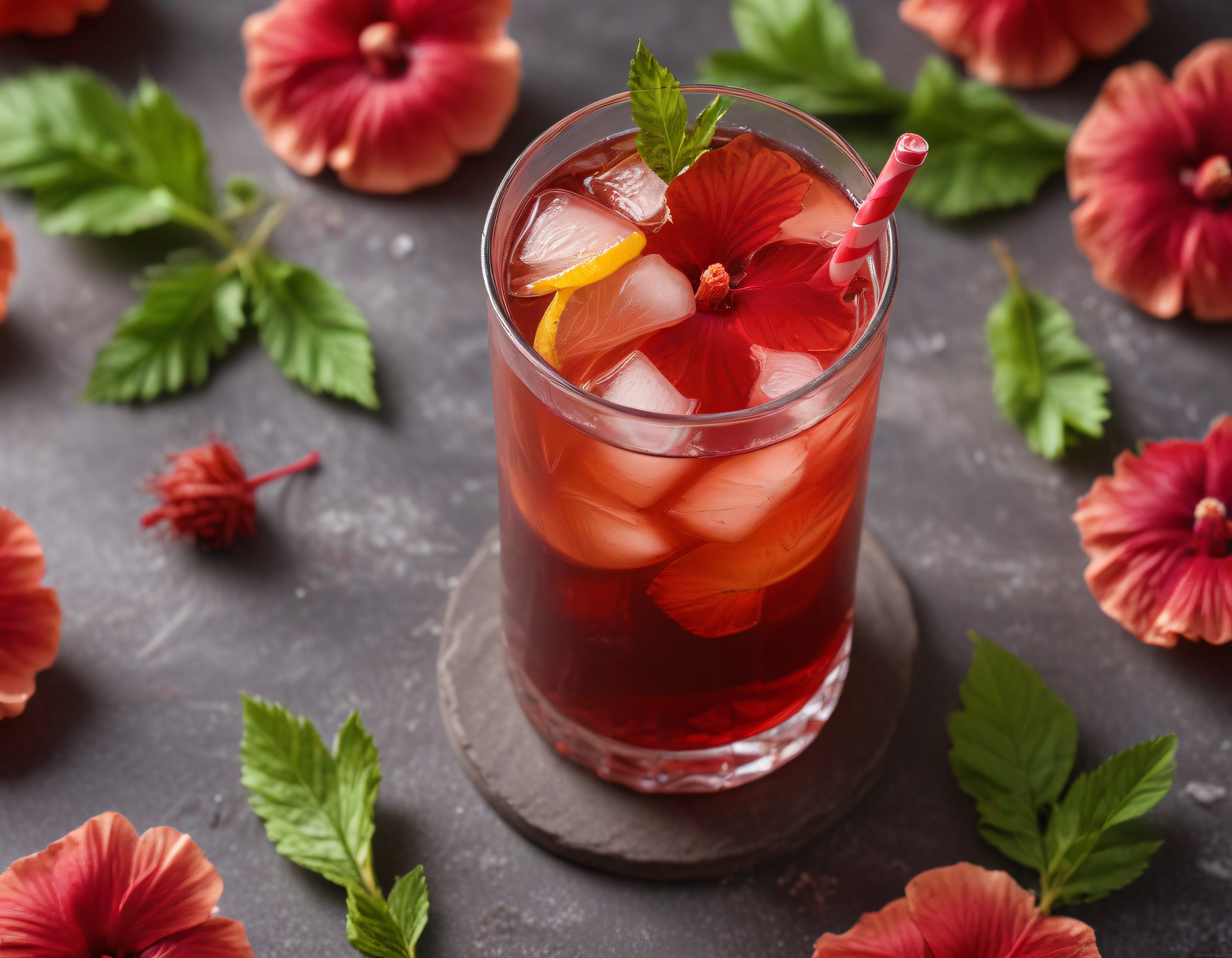 Buzlu Hibiskus Çayı: Tropikal Çiçeklerle Süslenmiş Serinletici Yaz İçeceği