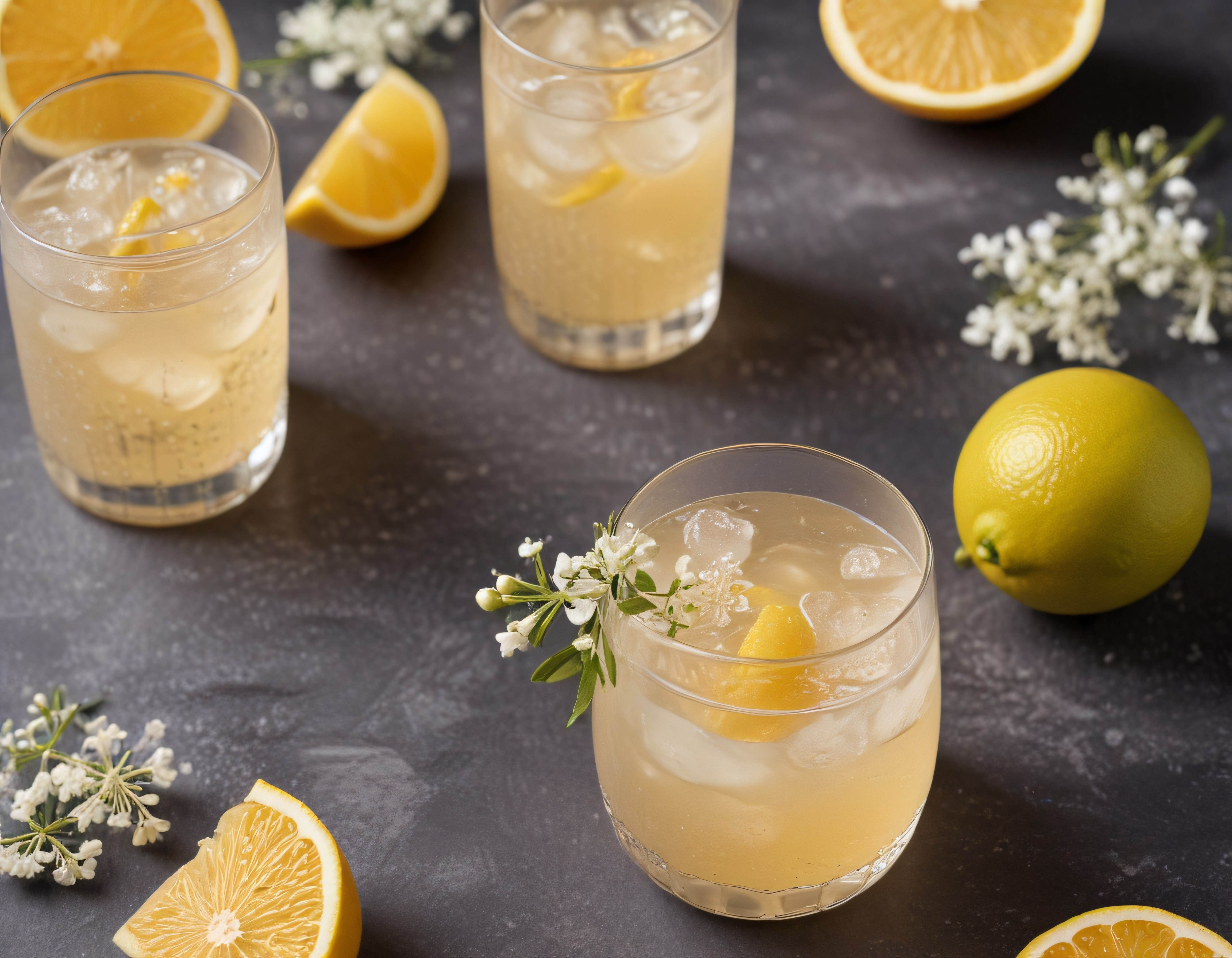 Buzlu Limonata ve Taze Limon Dilimleriyle Serinletici İçecek Sunumu