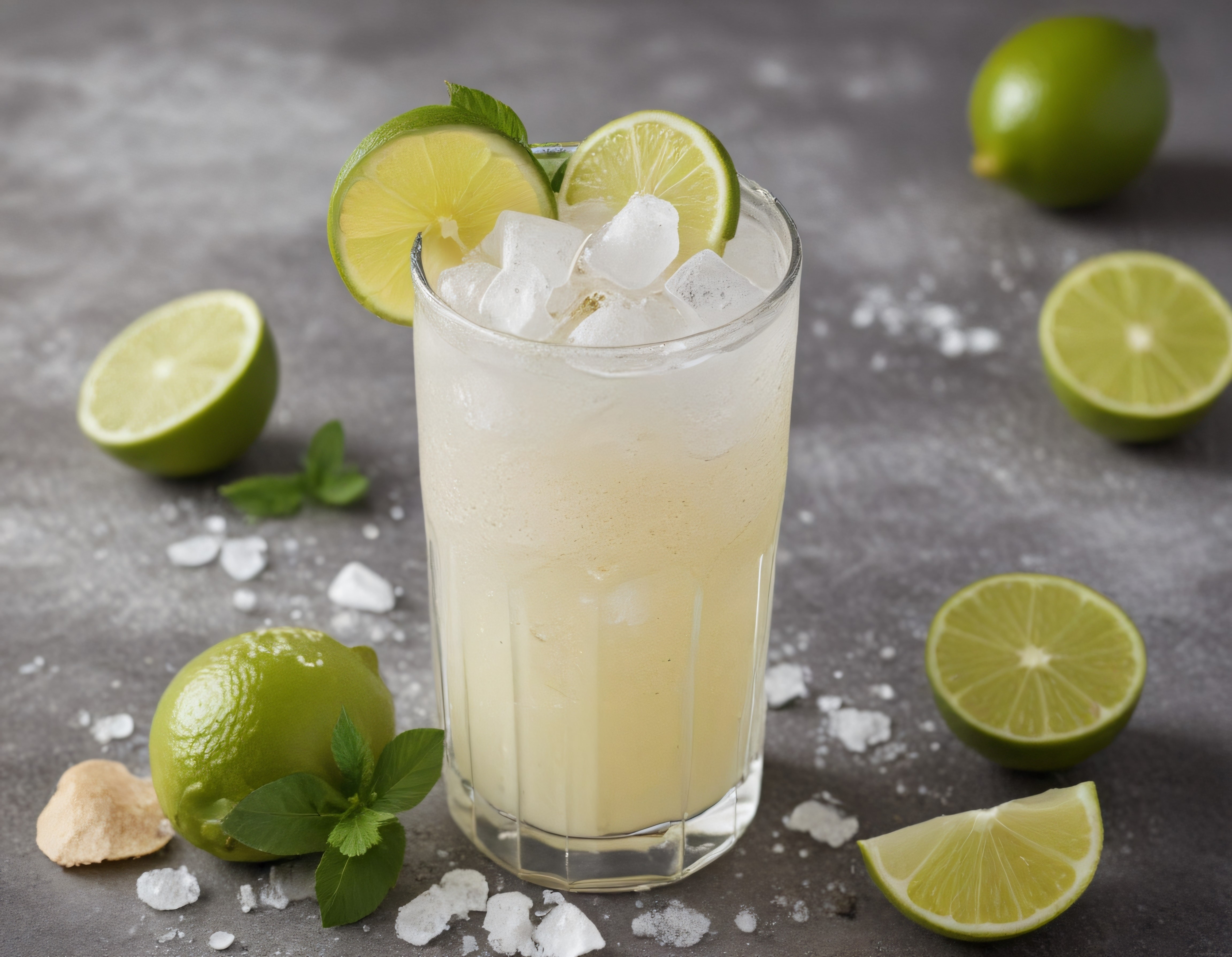 Buzlu Limonlu Ferahlatıcı Yaz İçeceği ve Taze Nane Yaprakları ile Sunum