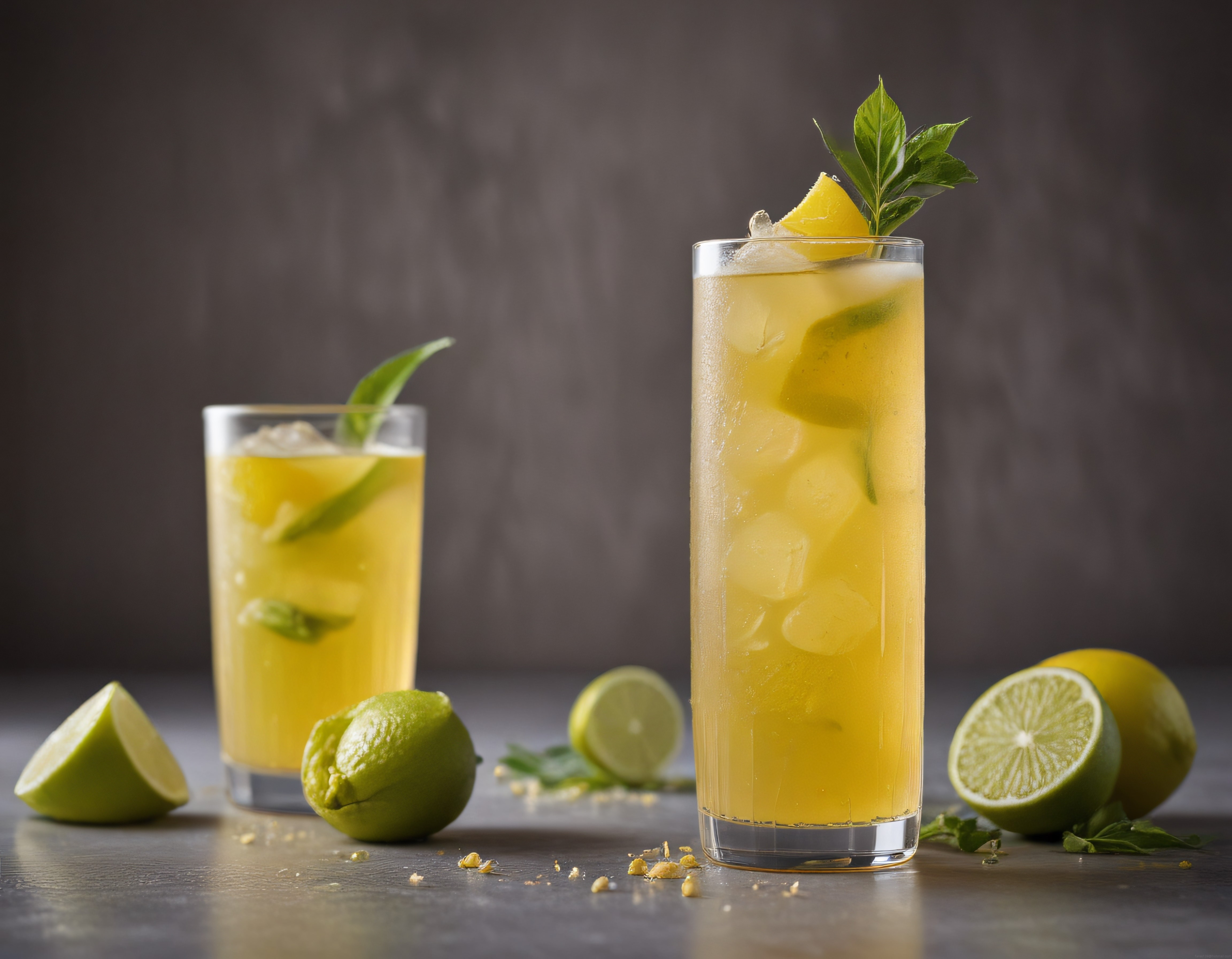 Buzlu Limonlu Serinletici Yaz İçeceği ve Taze Nane Yaprakları
