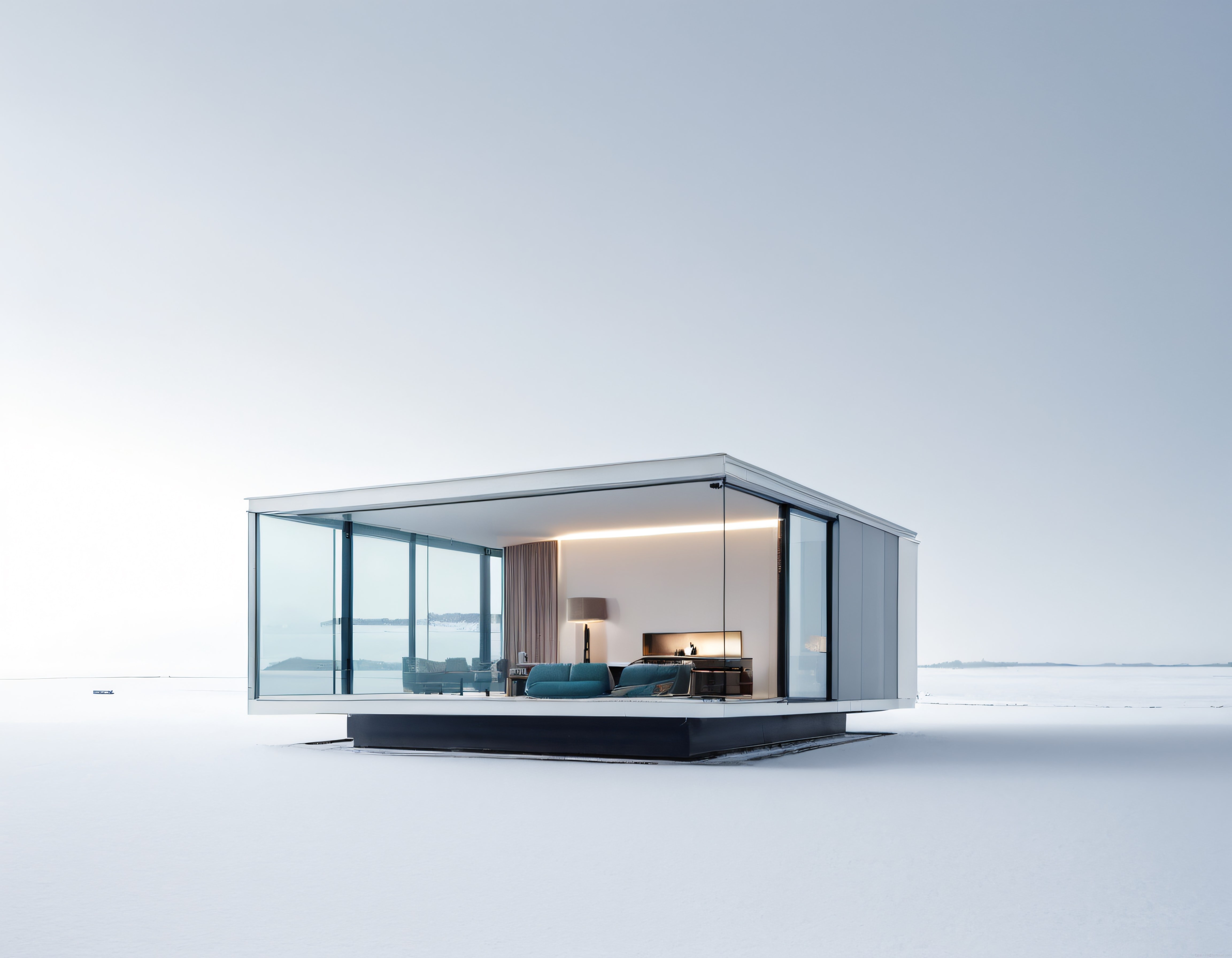 Buzul Manzaralı Cam Kulübe: Modern Minimalist Tasarım ve Sessiz Kış Atmosferi