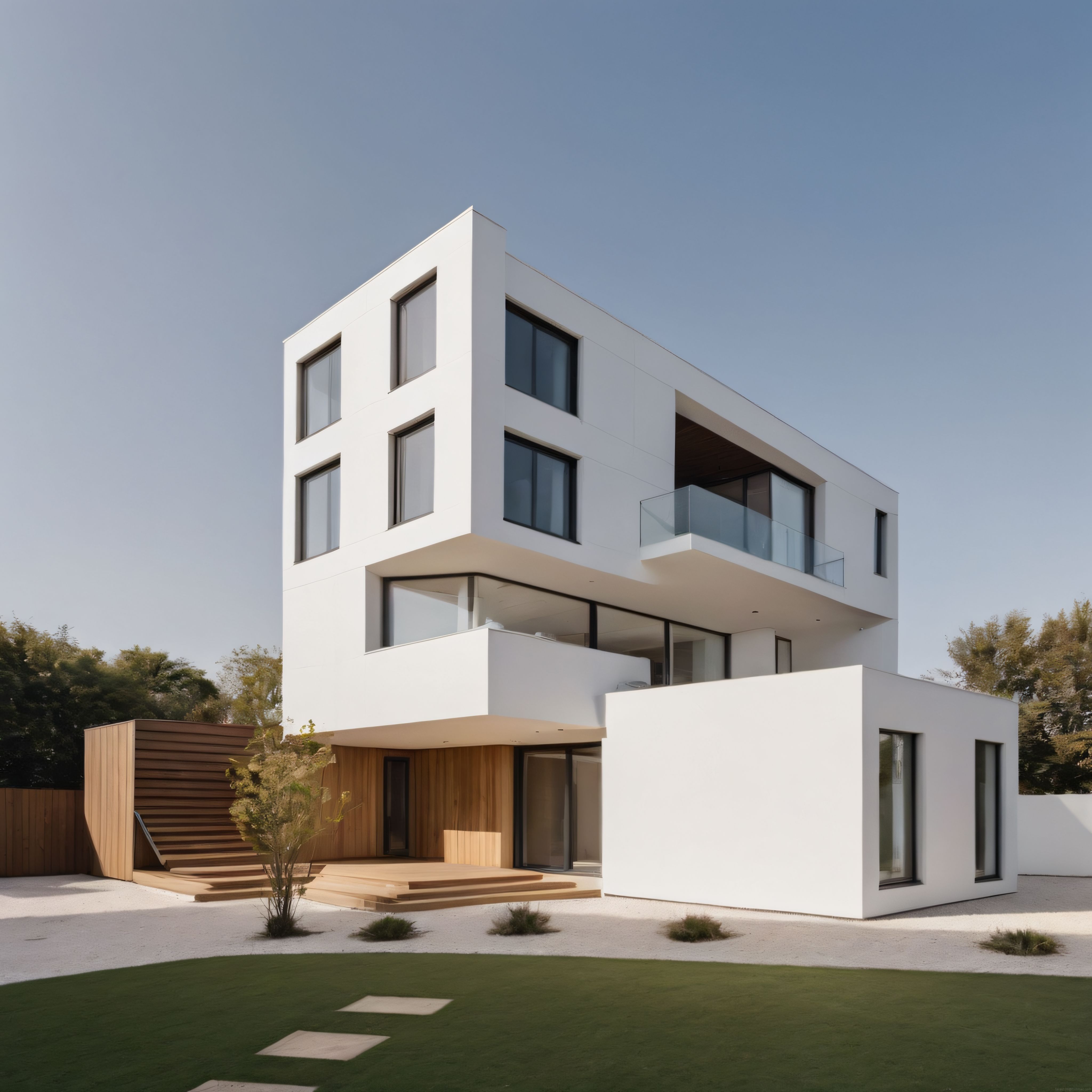 Çağdaş beyaz villa: sade ve ışık dolu modern mimari yapı tasarımı
