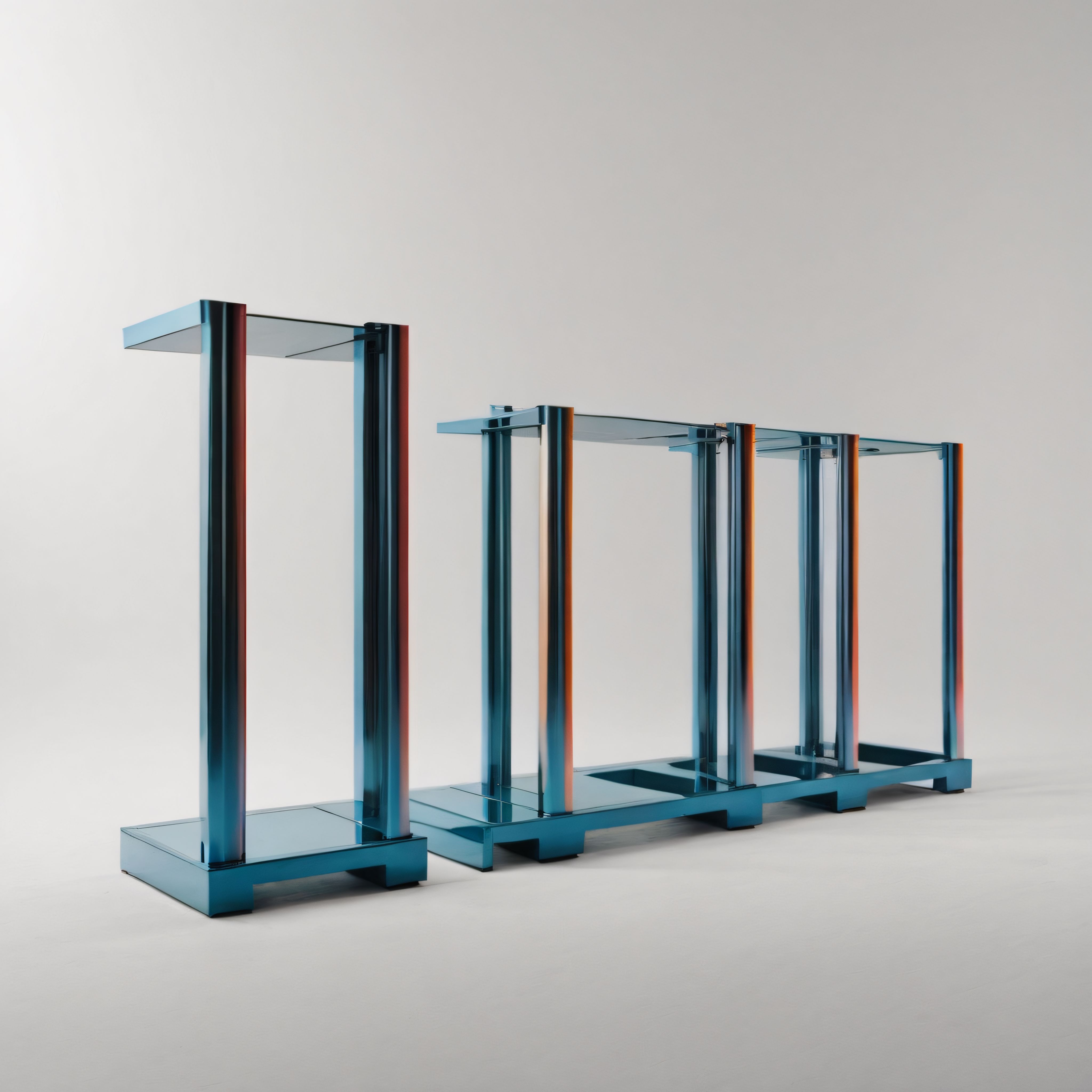 Çağdaş Mavi Metal Geometrik Yapı ve Soyut Minimalist Sanat Eseri
