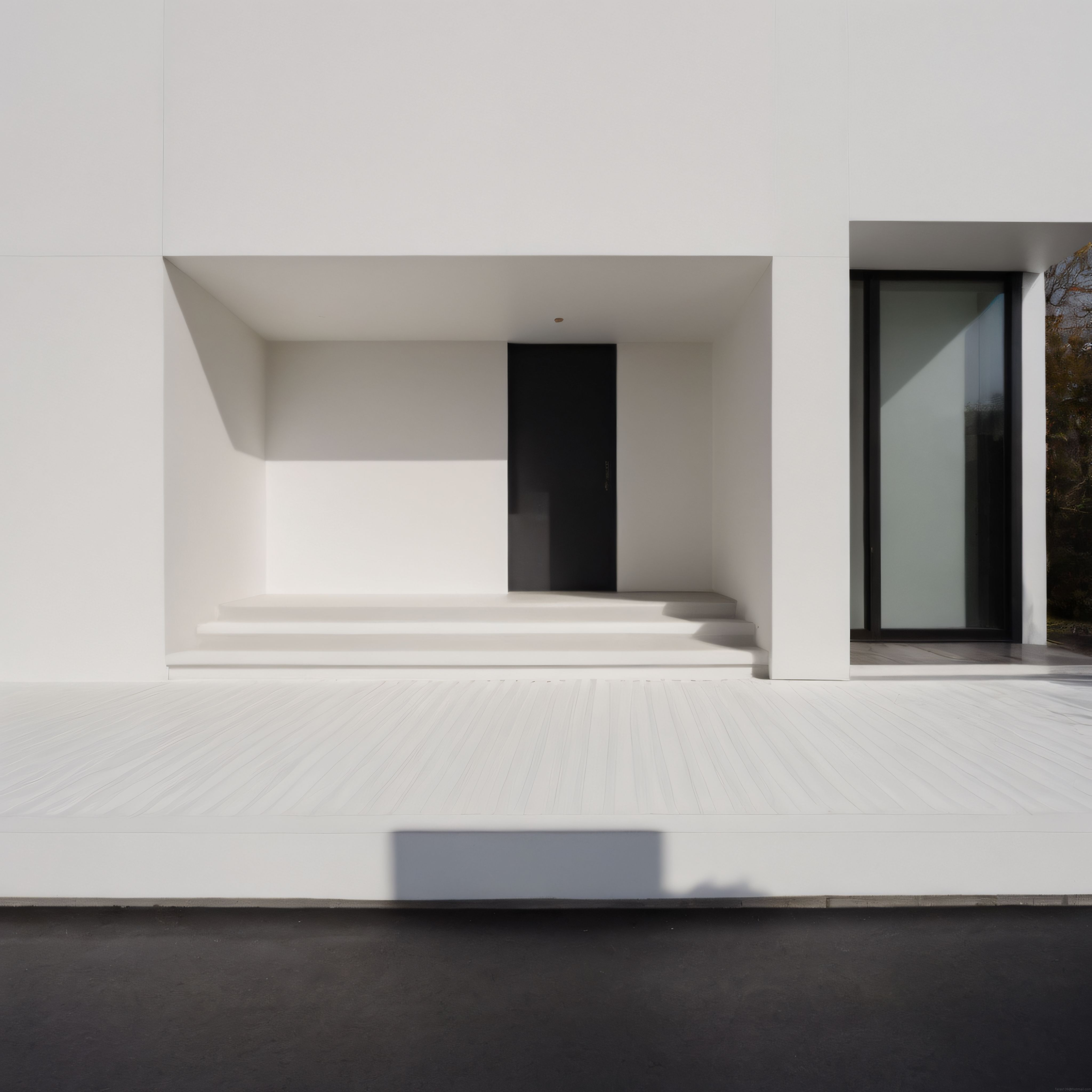 Çağdaş Mimari: Minimalist Beyaz Villa Cephesi ve Siyah Kapı Tasarımı