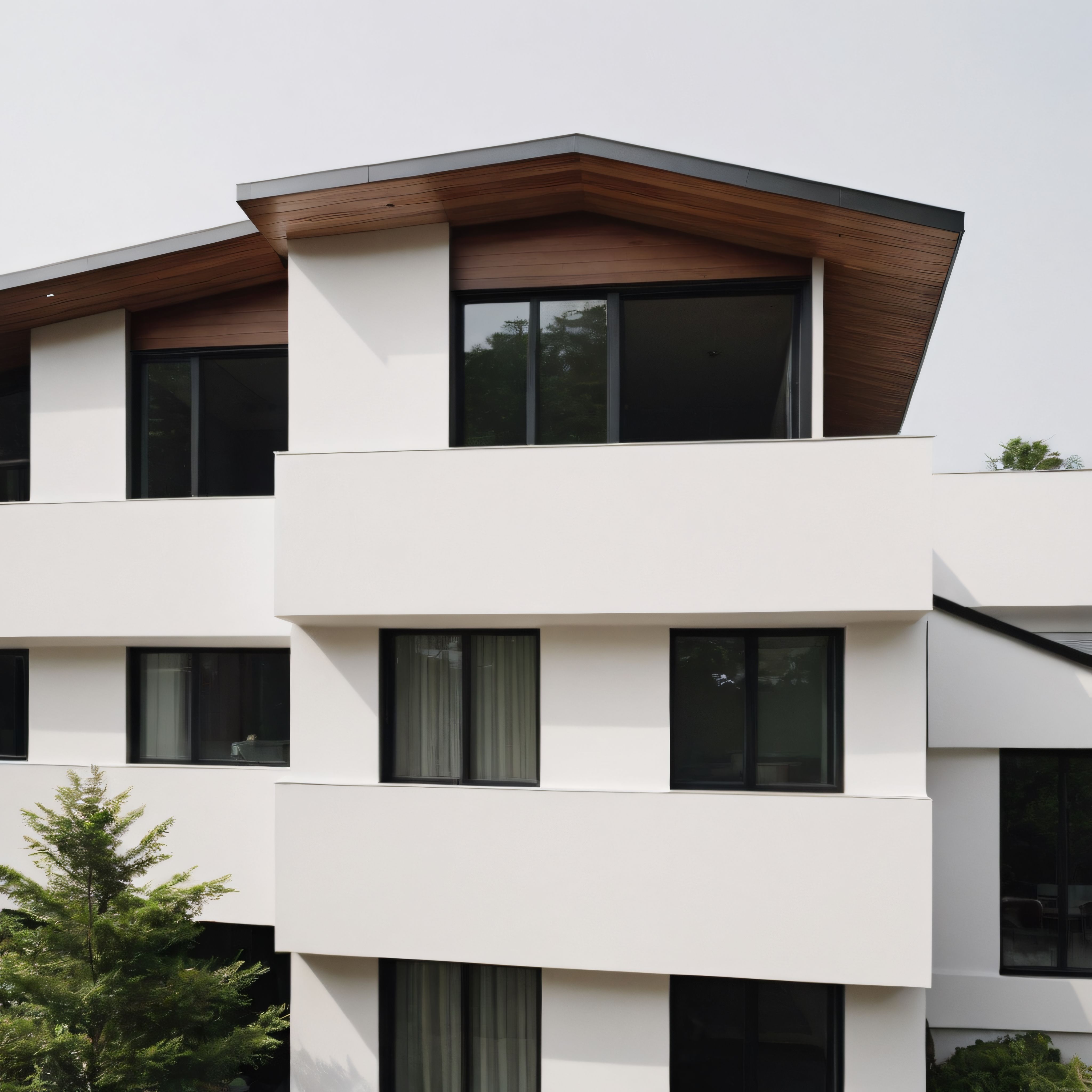 Çağdaş Mimari ve Ahşap Detaylı Beyaz Cepheli Modern Villa Tasarımı