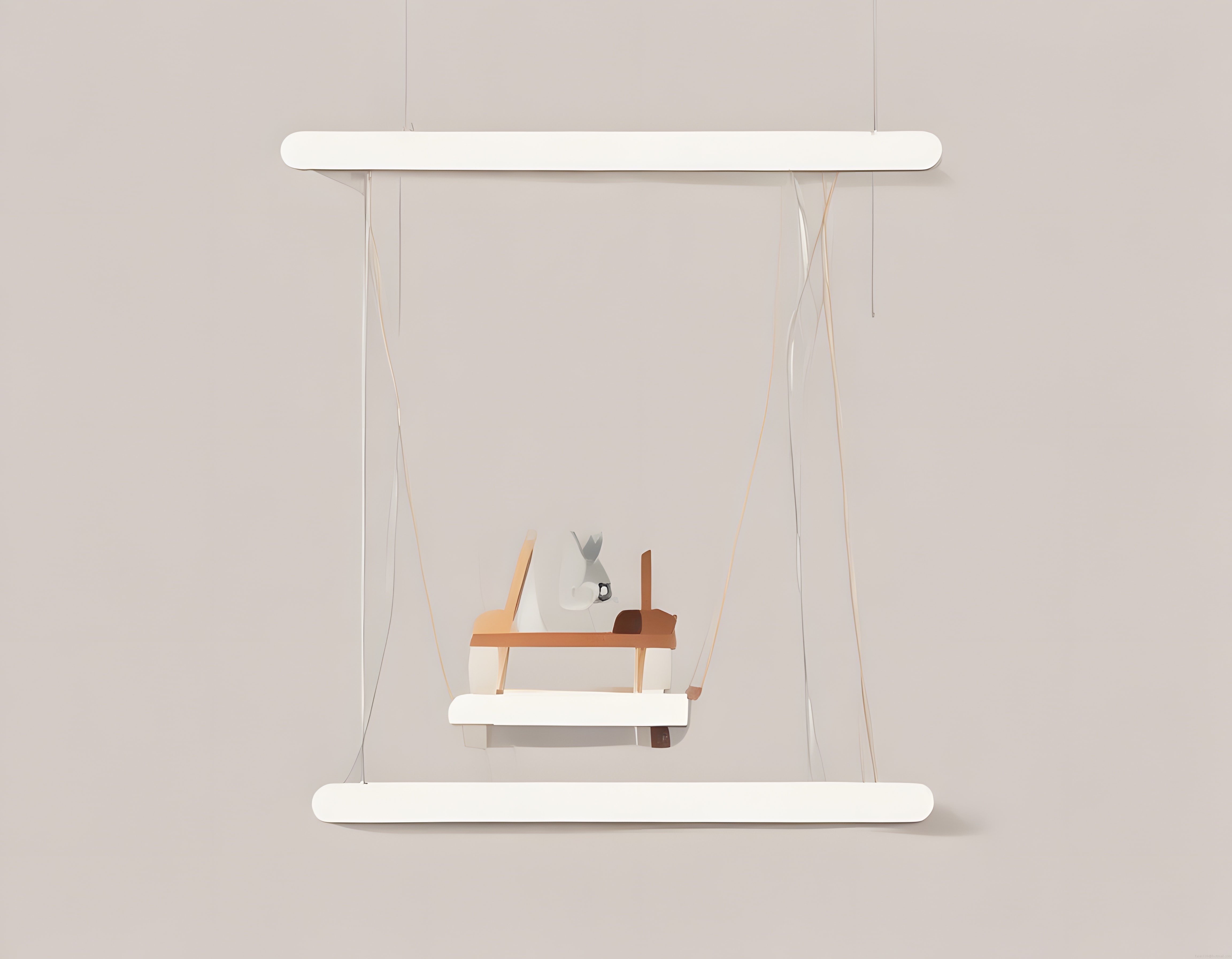 Çağdaş Sanat Galerisinde Asılı Duran Soyut Ahşap ve Beyaz Minimalist Enstalasyon