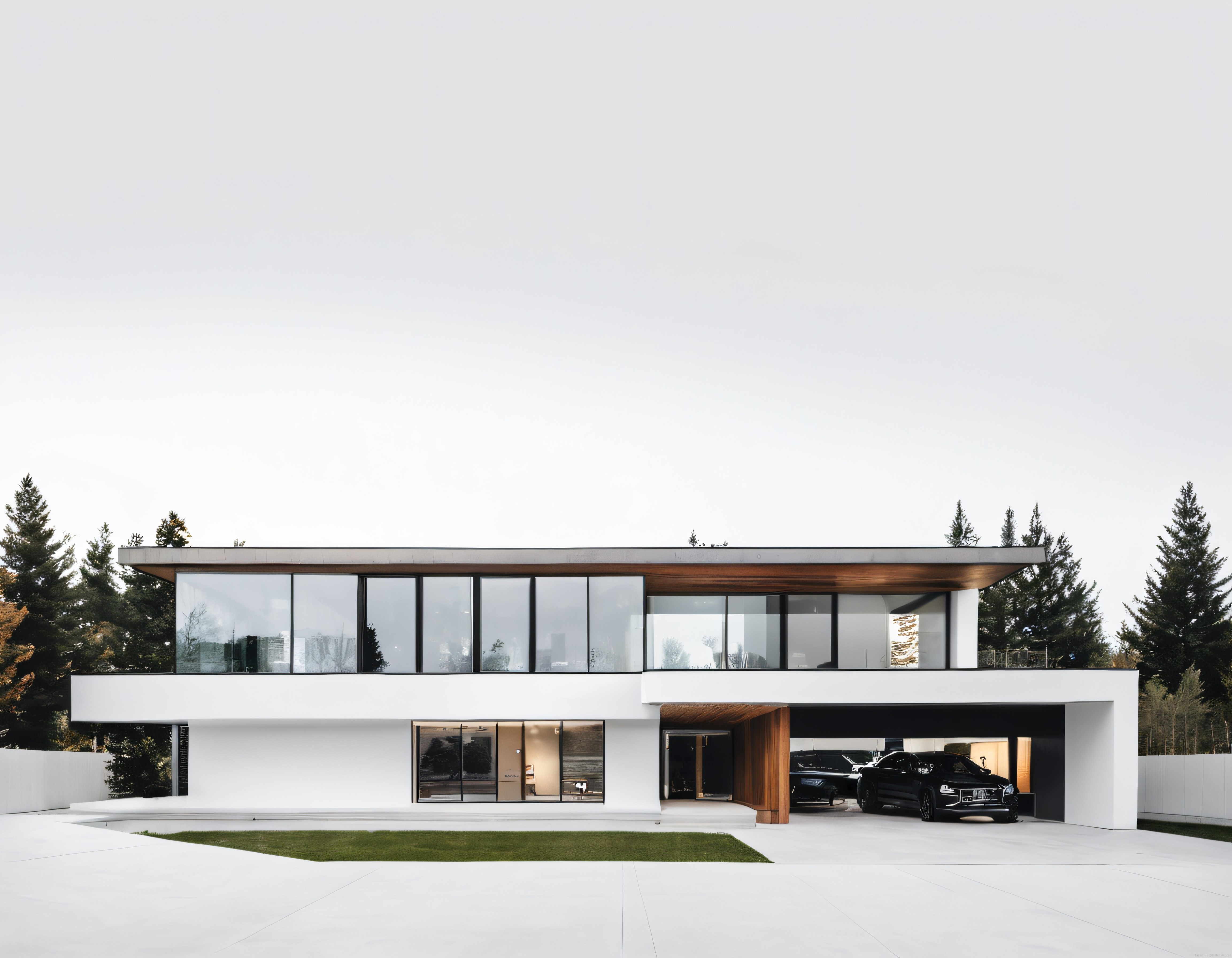 Çam Ağaçları Arasına Gömülü Cam ve Betonun Uyumuyla Tasarlanmış Modern Villa