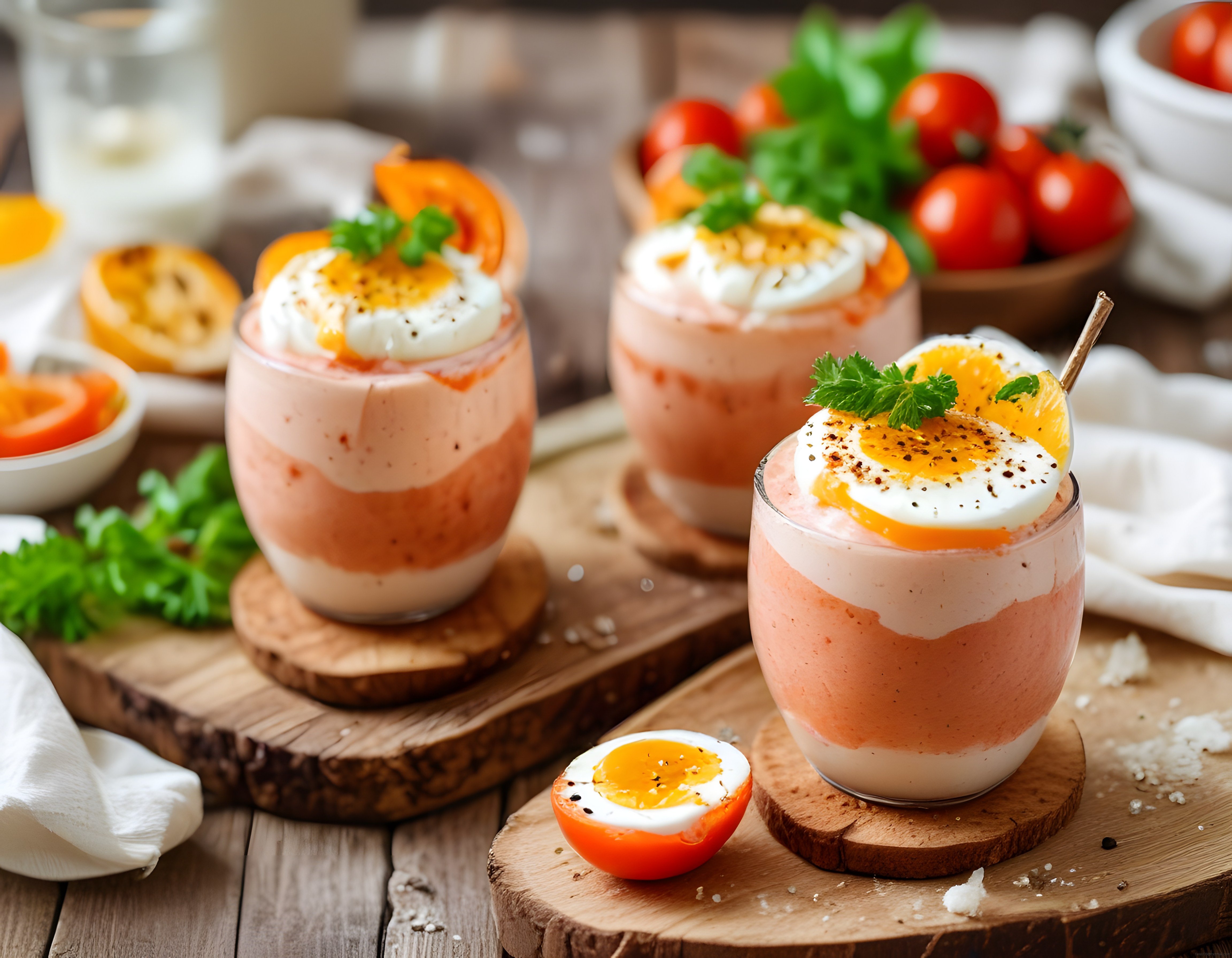 Cam Bardakta Katmanlı Kahvaltılık: Poşe Yumurtalı ve Domatesli Lezzet
