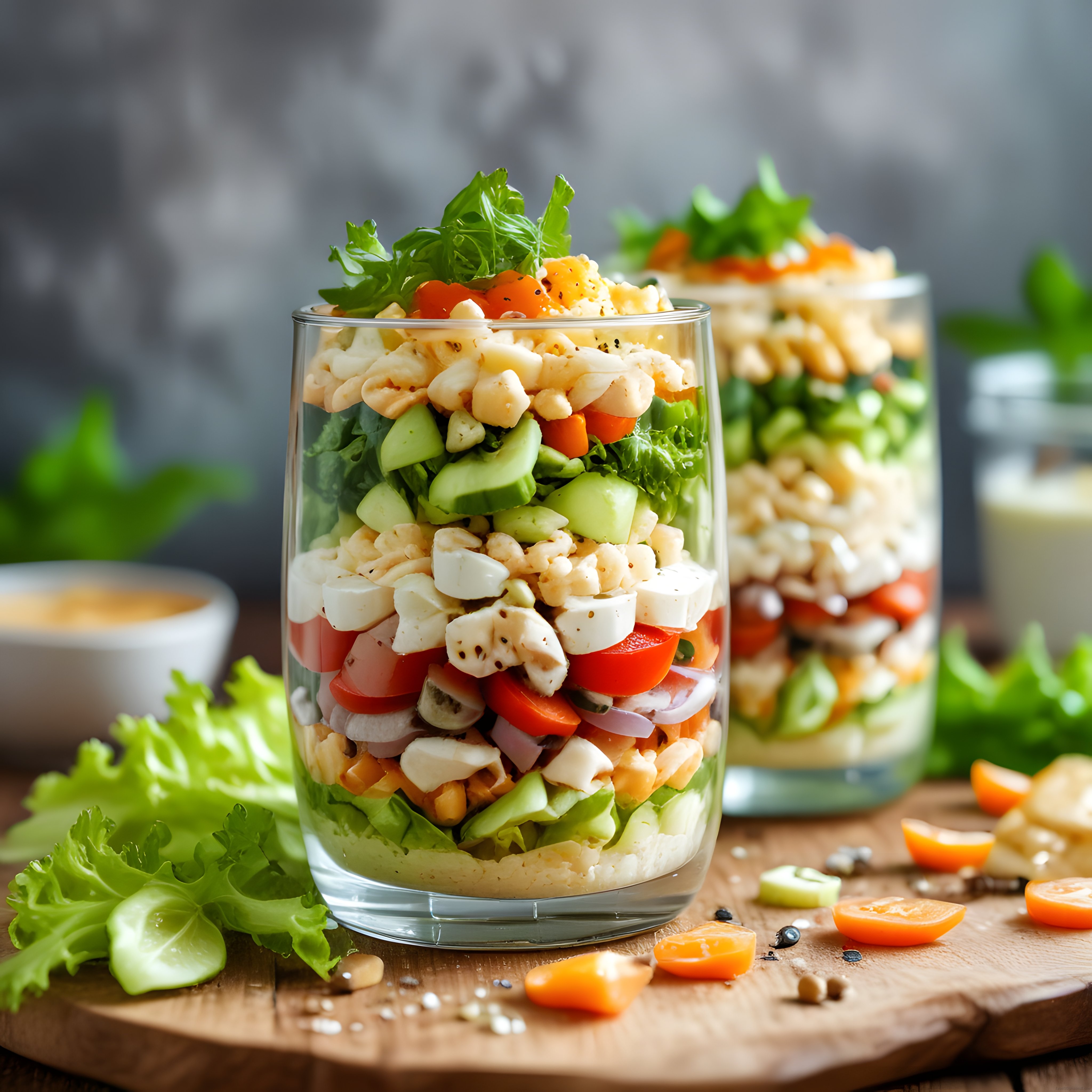 Cam Bardakta Renkli Katmanlı Salata ile Pratik ve Sağlıklı Öğün Fikri