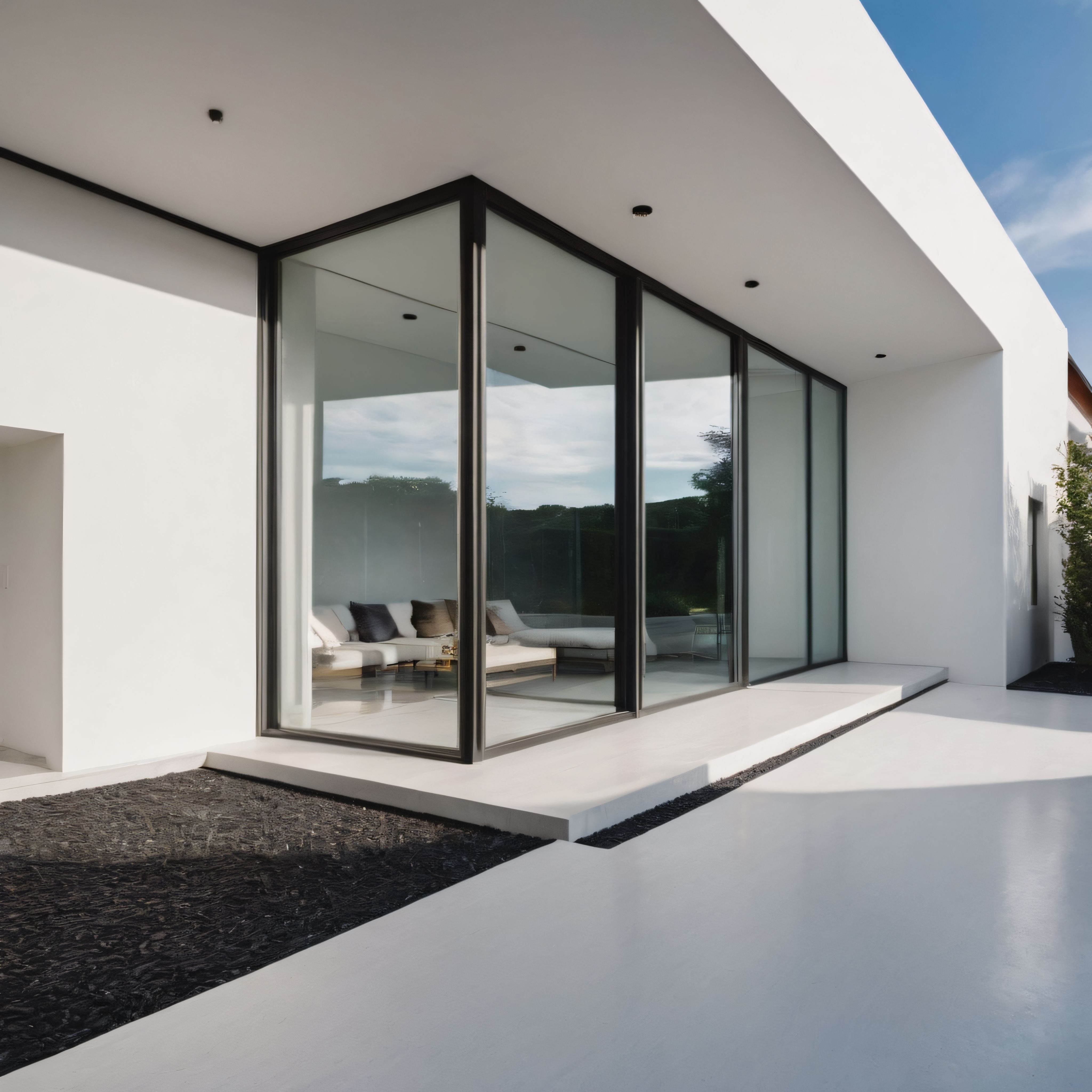 Cam Cepheli Beyaz Minimalist Villa ve Modern Mimari Konut Tasarımı