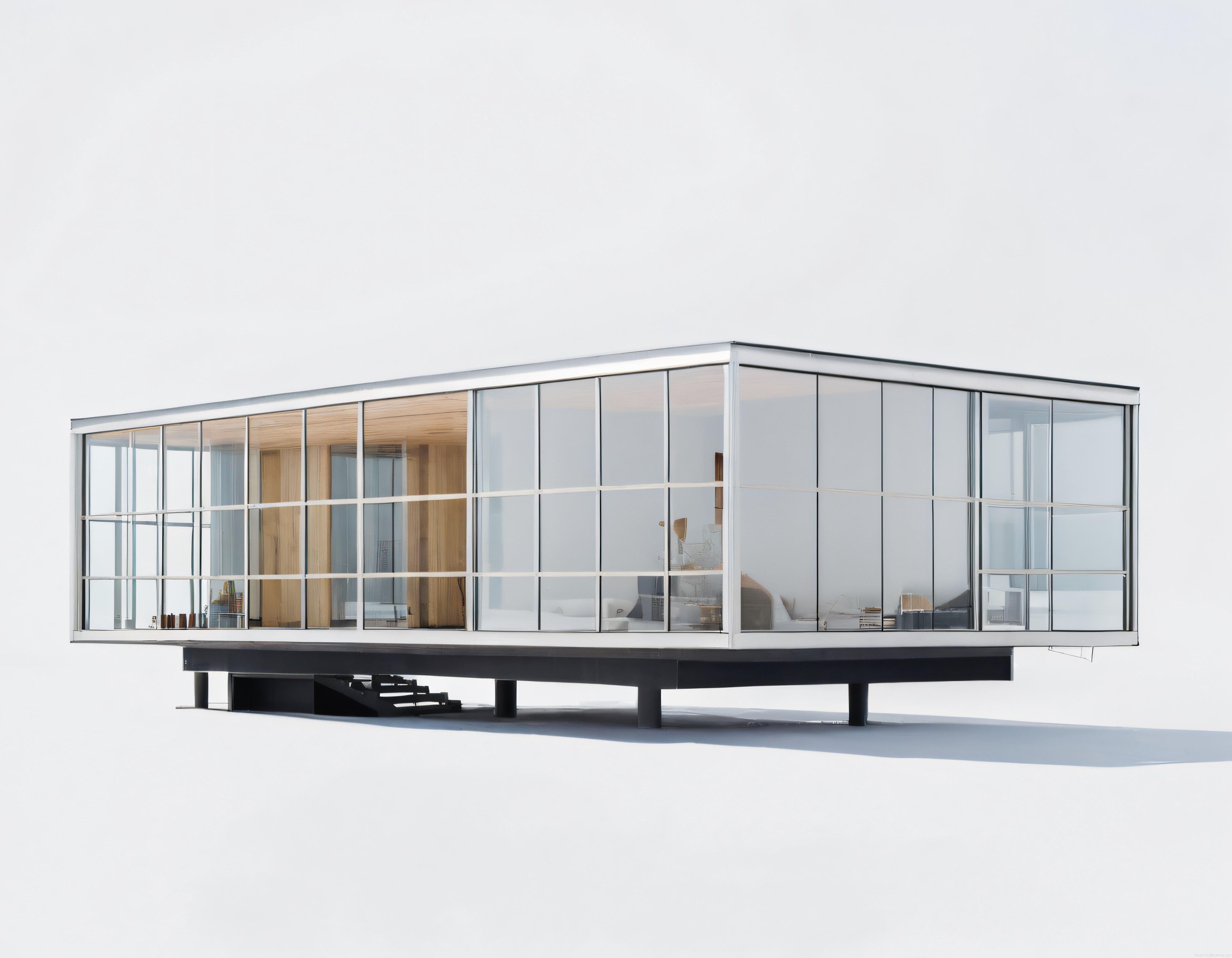 Cam cepheli modern minimalist ev koncepsi ve sürdürülebilir mimari tasarım örneği