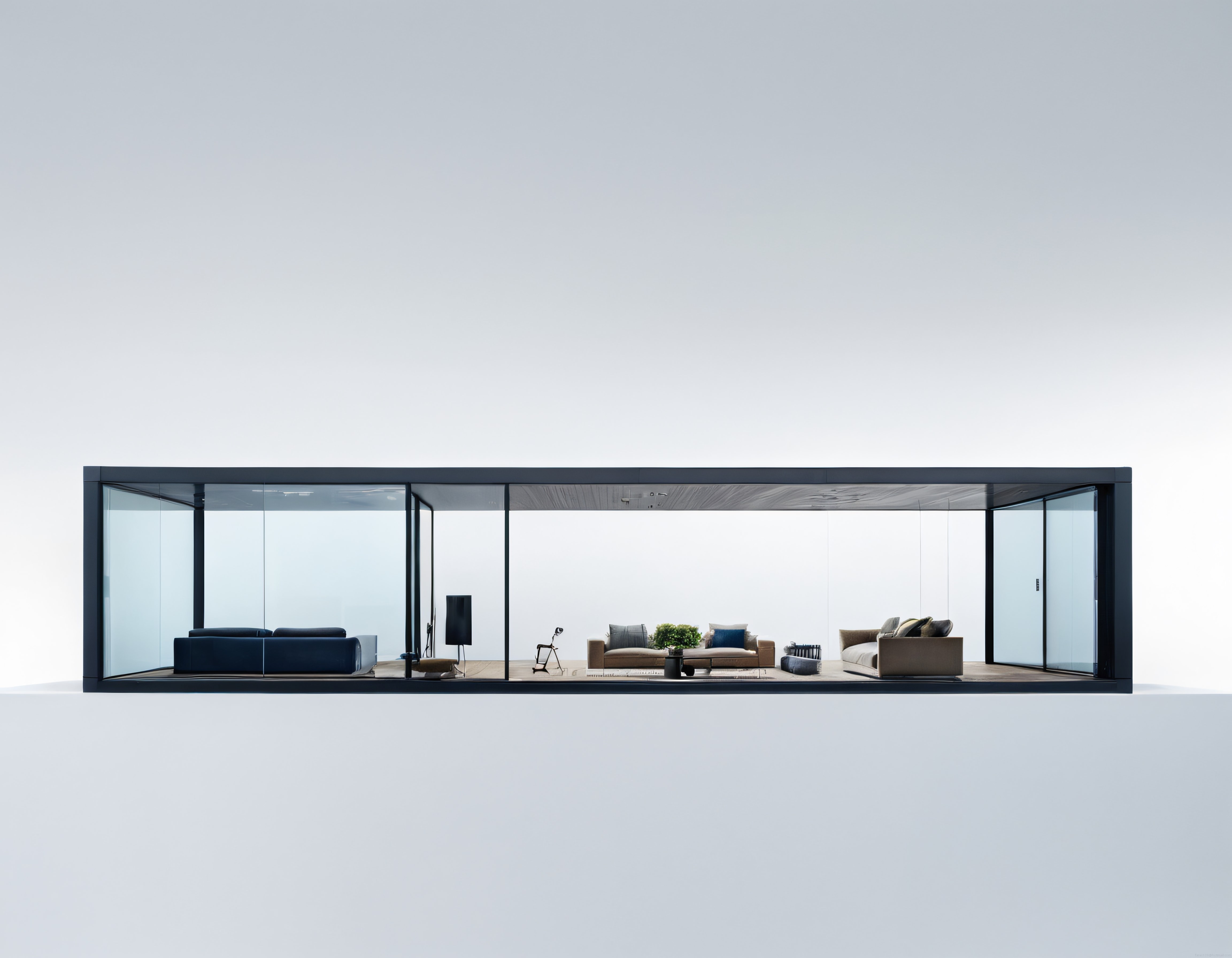 Cam cepheli modern minimalist ev tasarımı ve şık iç mekan düzenlemesi